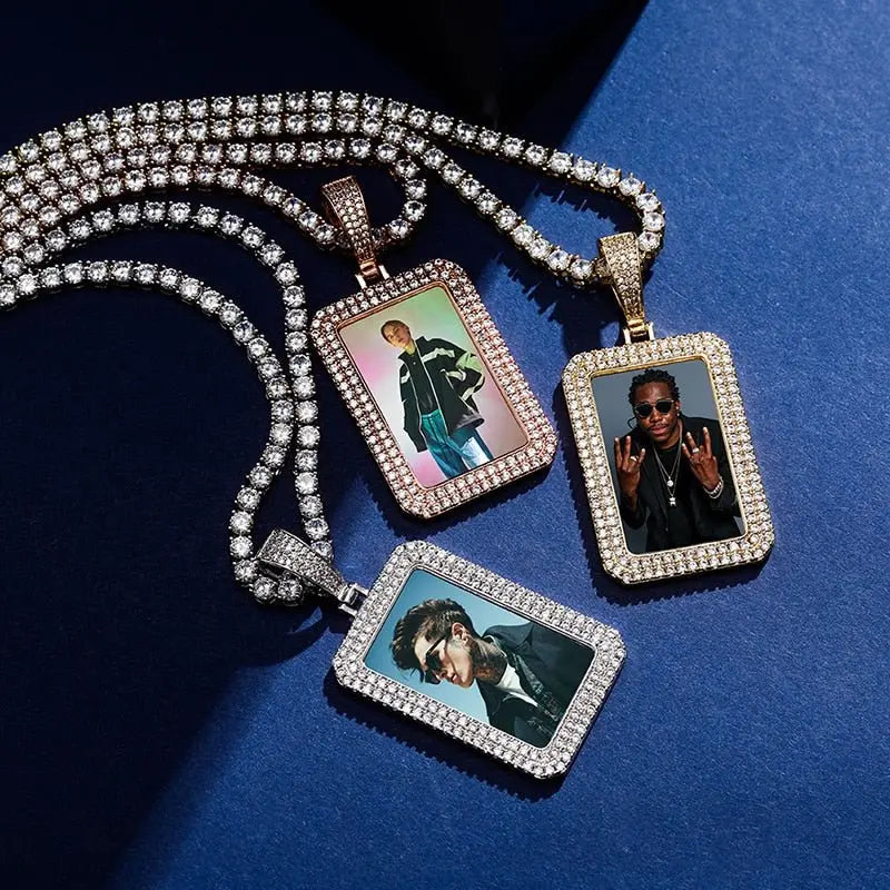 custom photo square medallion pendant hip hop fashion jewelry - Blade & Thread