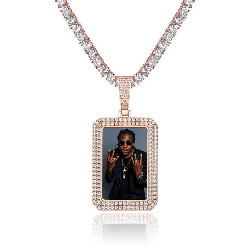 custom photo square medallion pendant hip hop fashion jewelry - Blade & Thread