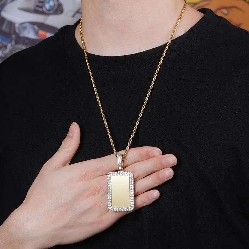 custom photo square medallion pendant hip hop fashion jewelry nowadaysfashion