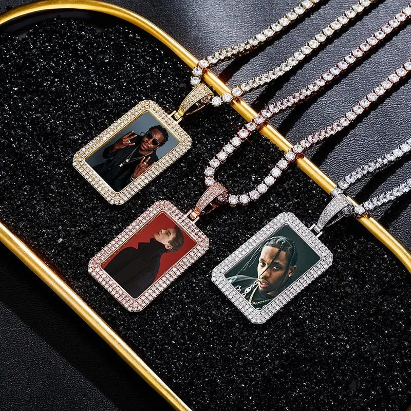 custom photo square medallion pendant hip hop fashion jewelry - Blade & Thread