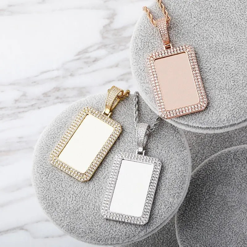 custom photo square medallion pendant hip hop fashion jewelry - Blade & Thread