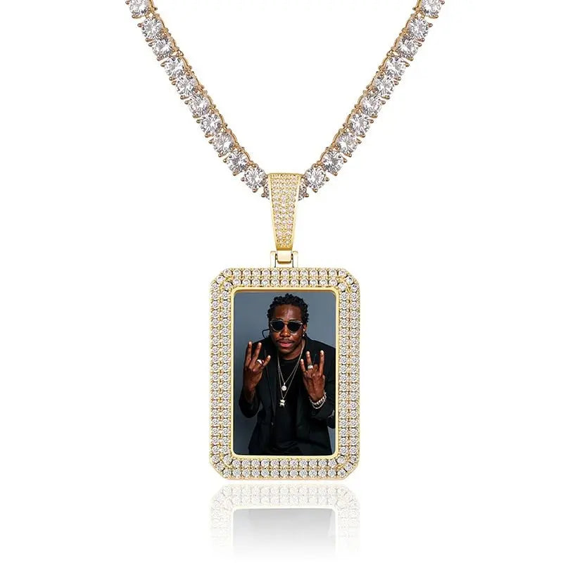 custom photo square medallion pendant hip hop fashion jewelry nowadaysfashion
