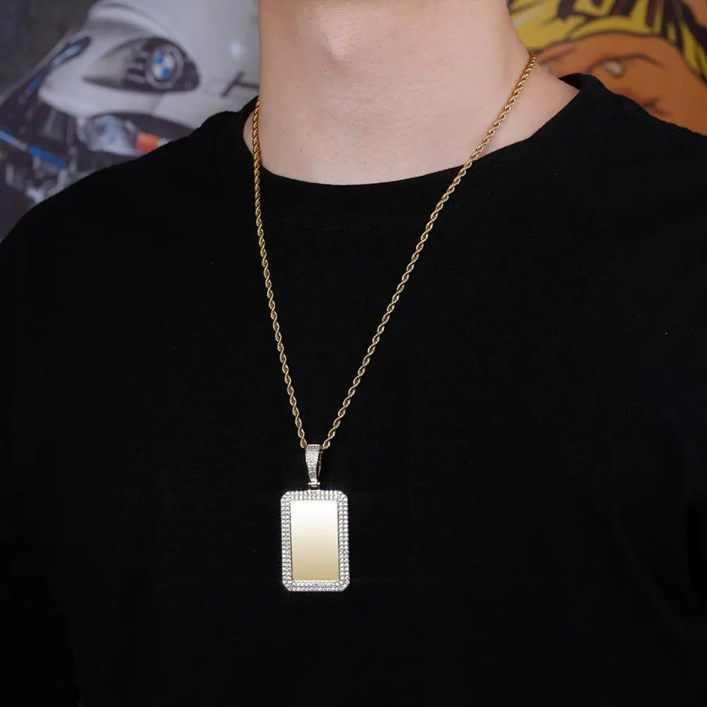 custom photo square medallion pendant hip hop fashion jewelry - Blade & Thread