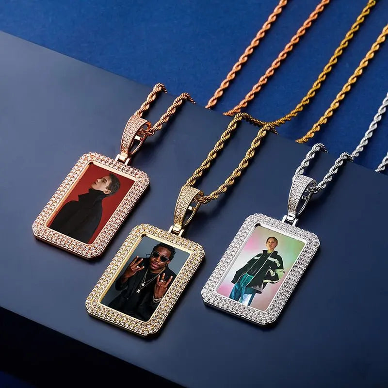 custom photo square medallion pendant hip hop fashion jewelry - Blade & Thread