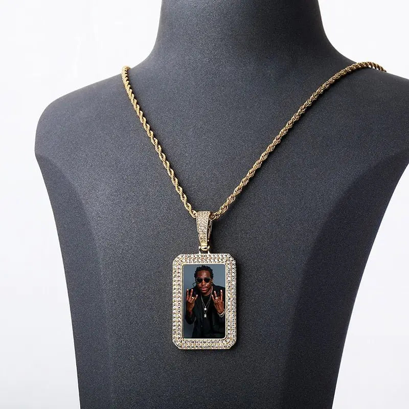 custom photo square medallion pendant hip hop fashion jewelry - Blade & Thread