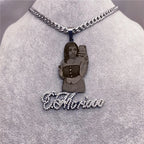 Custom Picture with Diamond Necklace Custom Nameplate Pendent Necklace nowadaysfashion