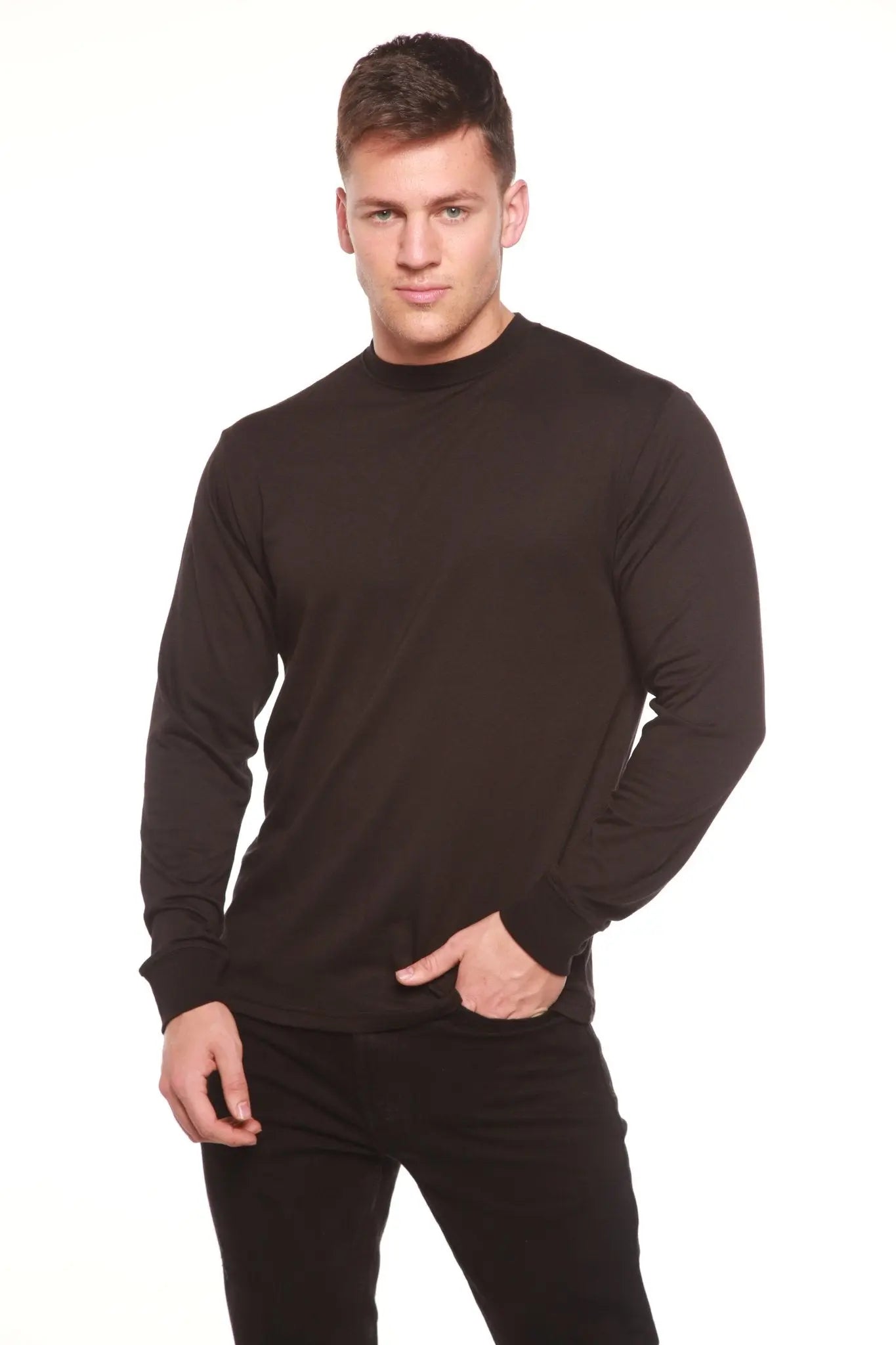 Custom Printed Men's Bamboo Viscose/Organic Cotton Long Sleeve T-Shirt Spun Bamboo