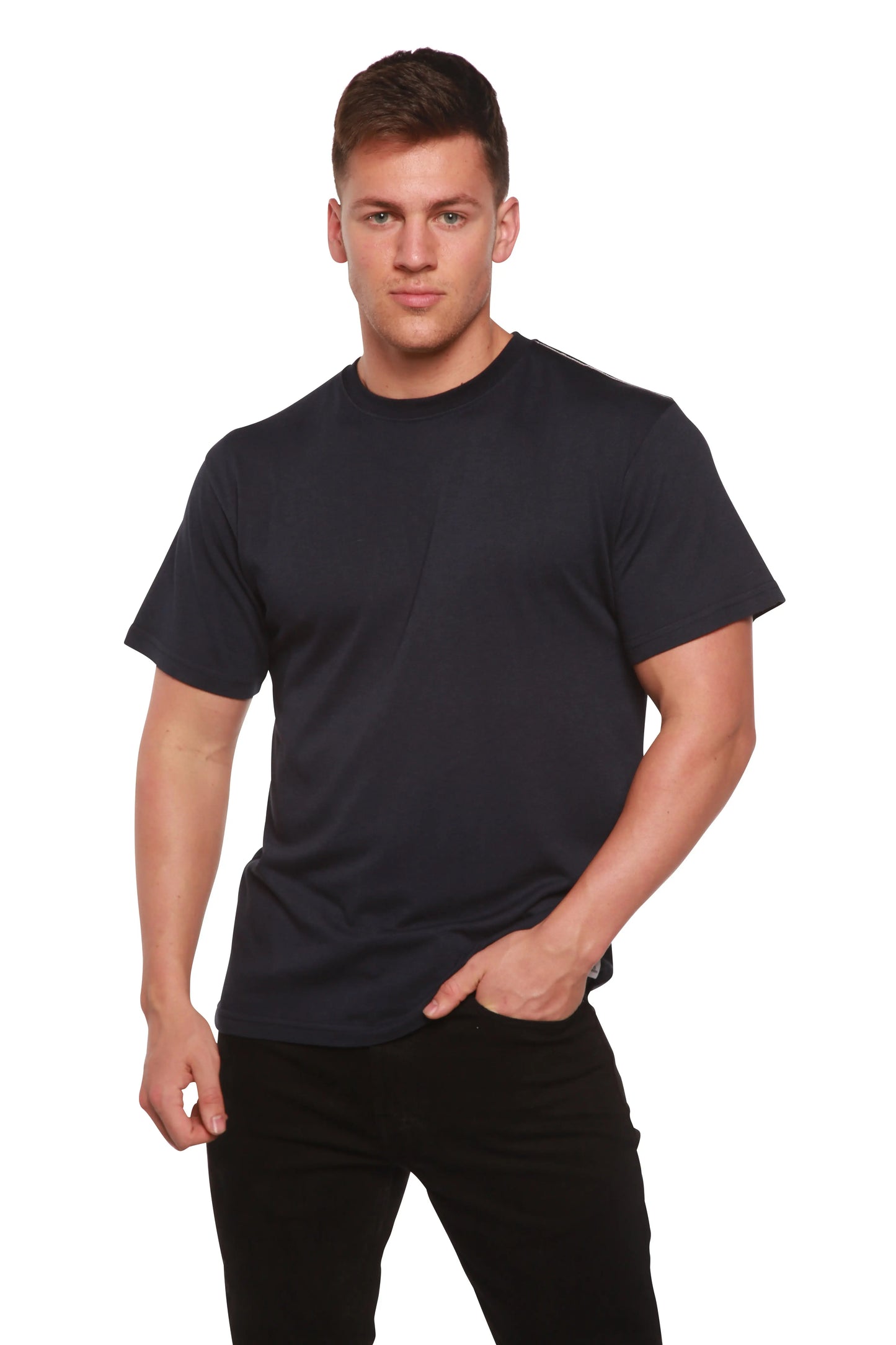 Custom Printed Men's Bamboo Viscose/Organic Cotton Short Sleeve T-Shirt Spun Bamboo