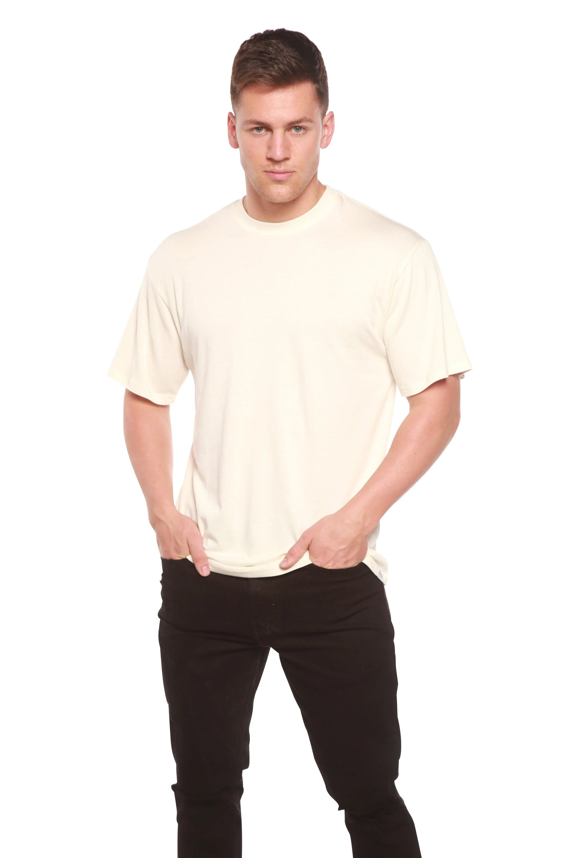 Custom Printed Men's Bamboo Viscose/Organic Cotton Short Sleeve T-Shirt Spun Bamboo