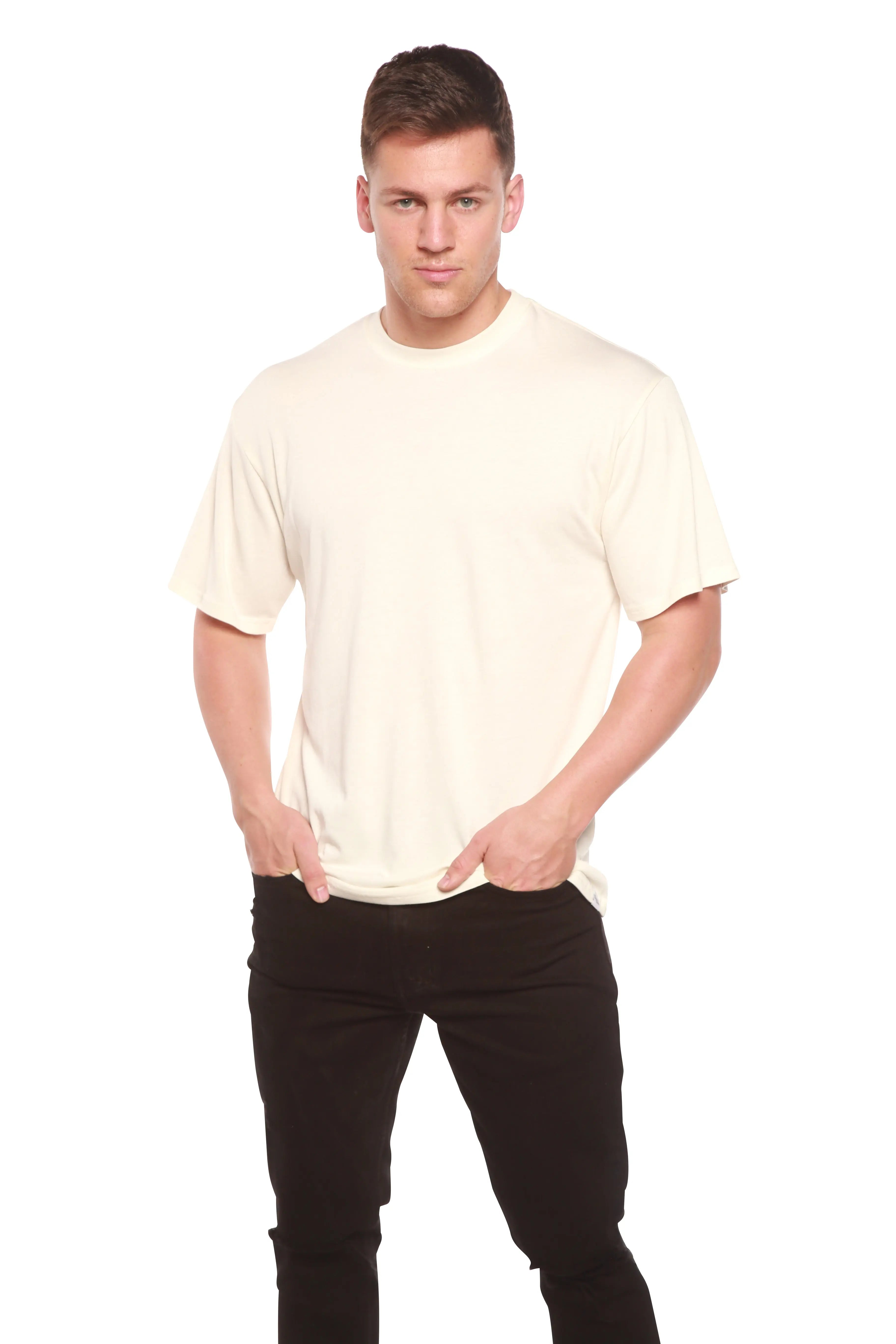 Custom Printed Men's Bamboo Viscose/Organic Cotton Short Sleeve T-Shirt Spun Bamboo
