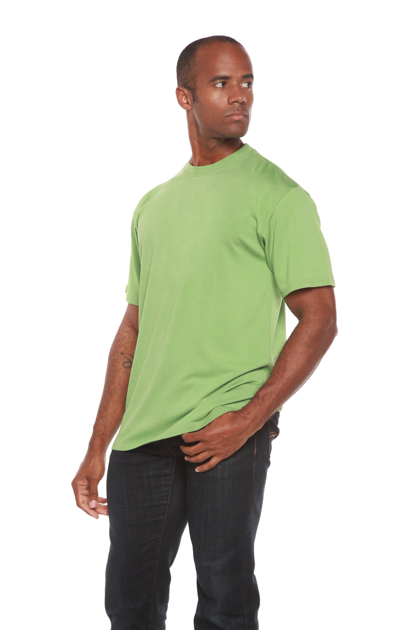 Custom Printed Men's Bamboo Viscose/Organic Cotton Short Sleeve T-Shirt Spun Bamboo