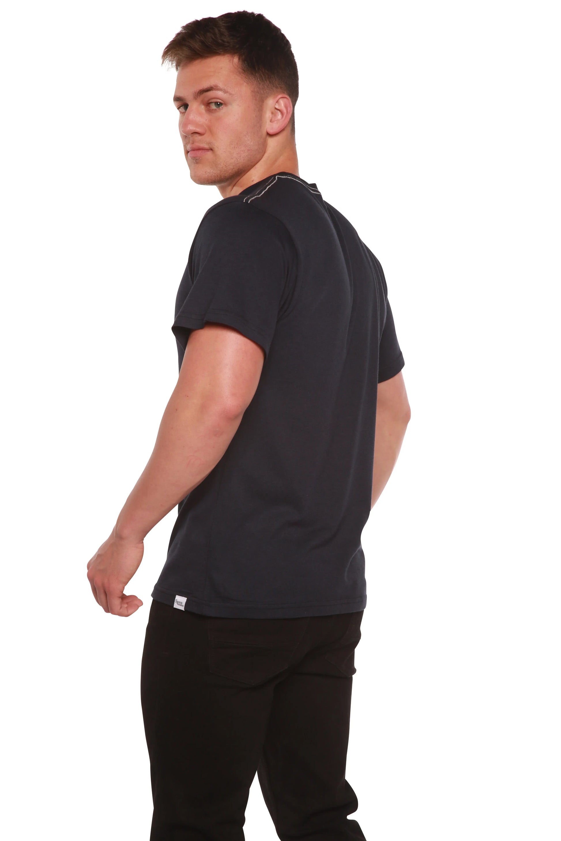 Custom Printed Men's Bamboo Viscose/Organic Cotton Short Sleeve T-Shirt Spun Bamboo