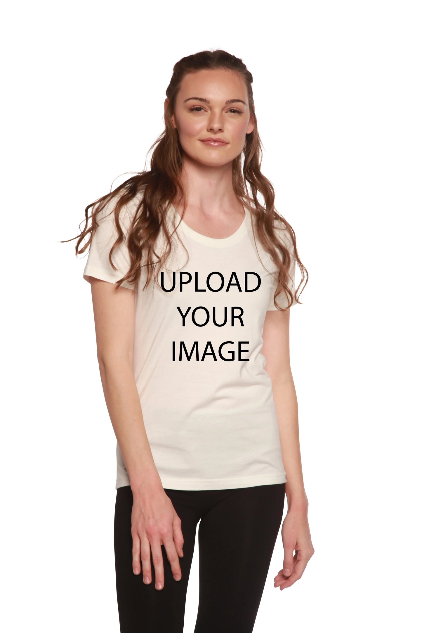 Custom Printed Women's Bamboo/Cotton Short Sleeve Scoop Neck Graphic T-Shirt Spun Bamboo