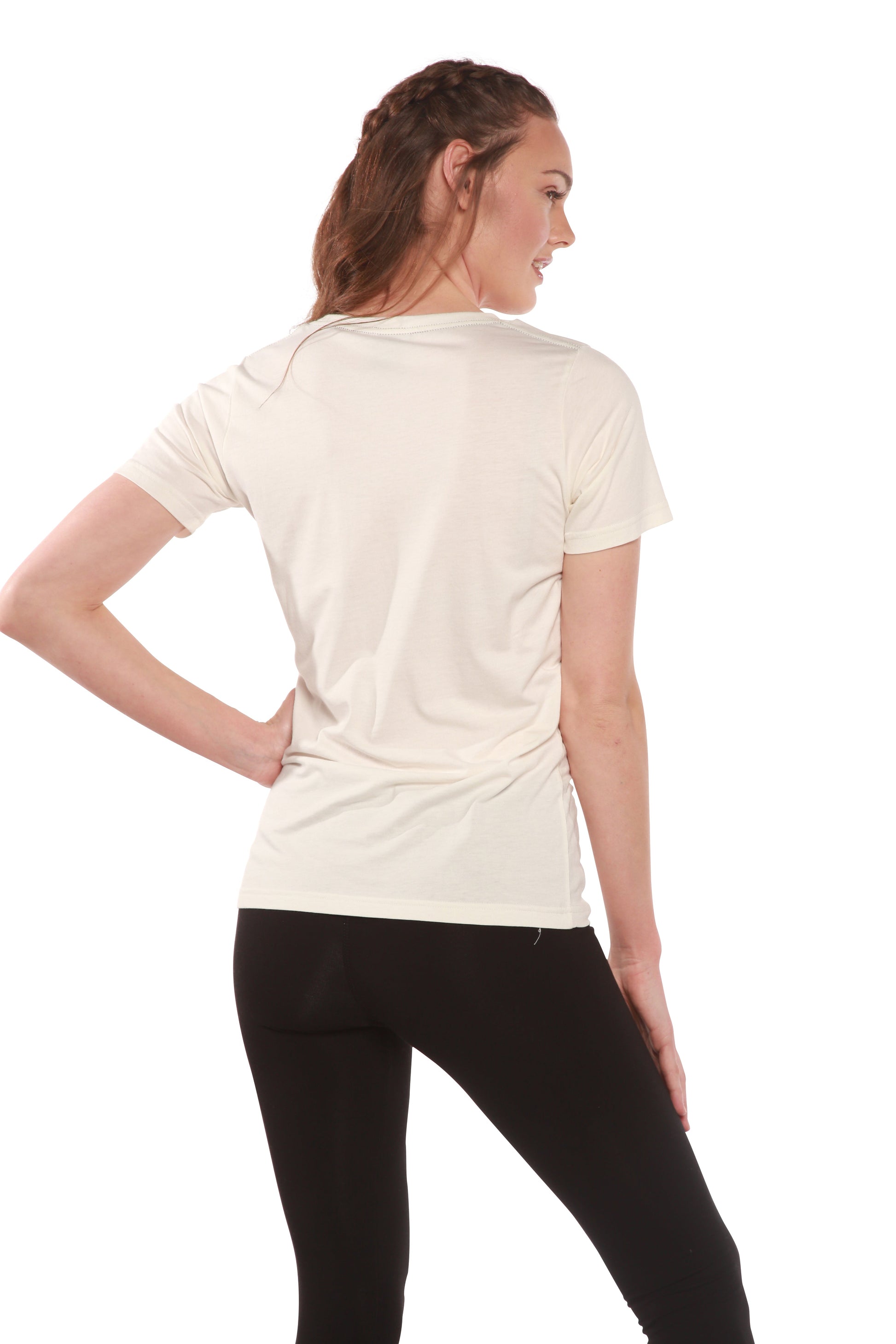 Custom Printed Women's Bamboo/Cotton Short Sleeve Scoop Neck Graphic T-Shirt Spun Bamboo