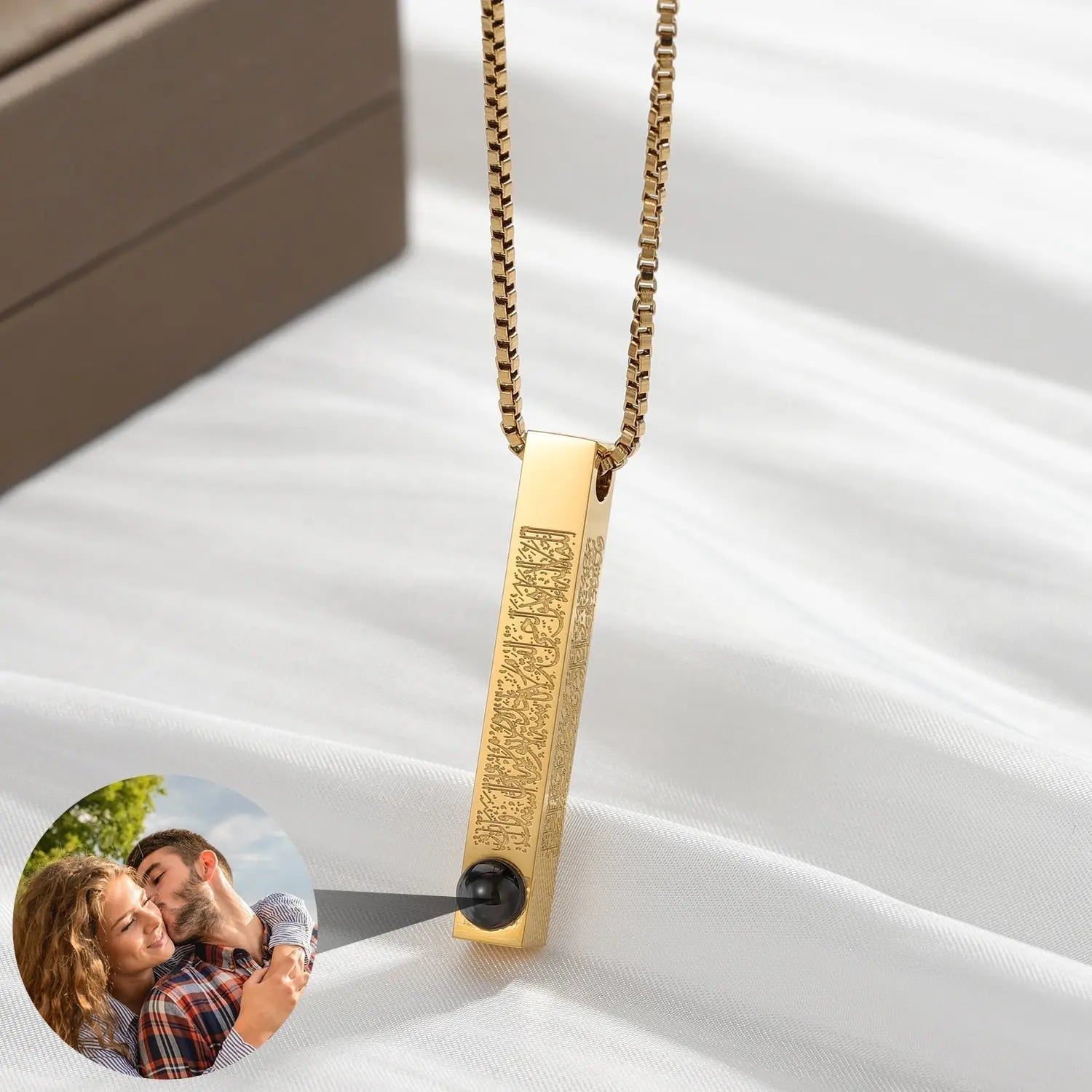 Custom Projection Photo Necklace For Women Fashion 3D Bar Necklaces Arabic Quran Amulet nowadaysfashion