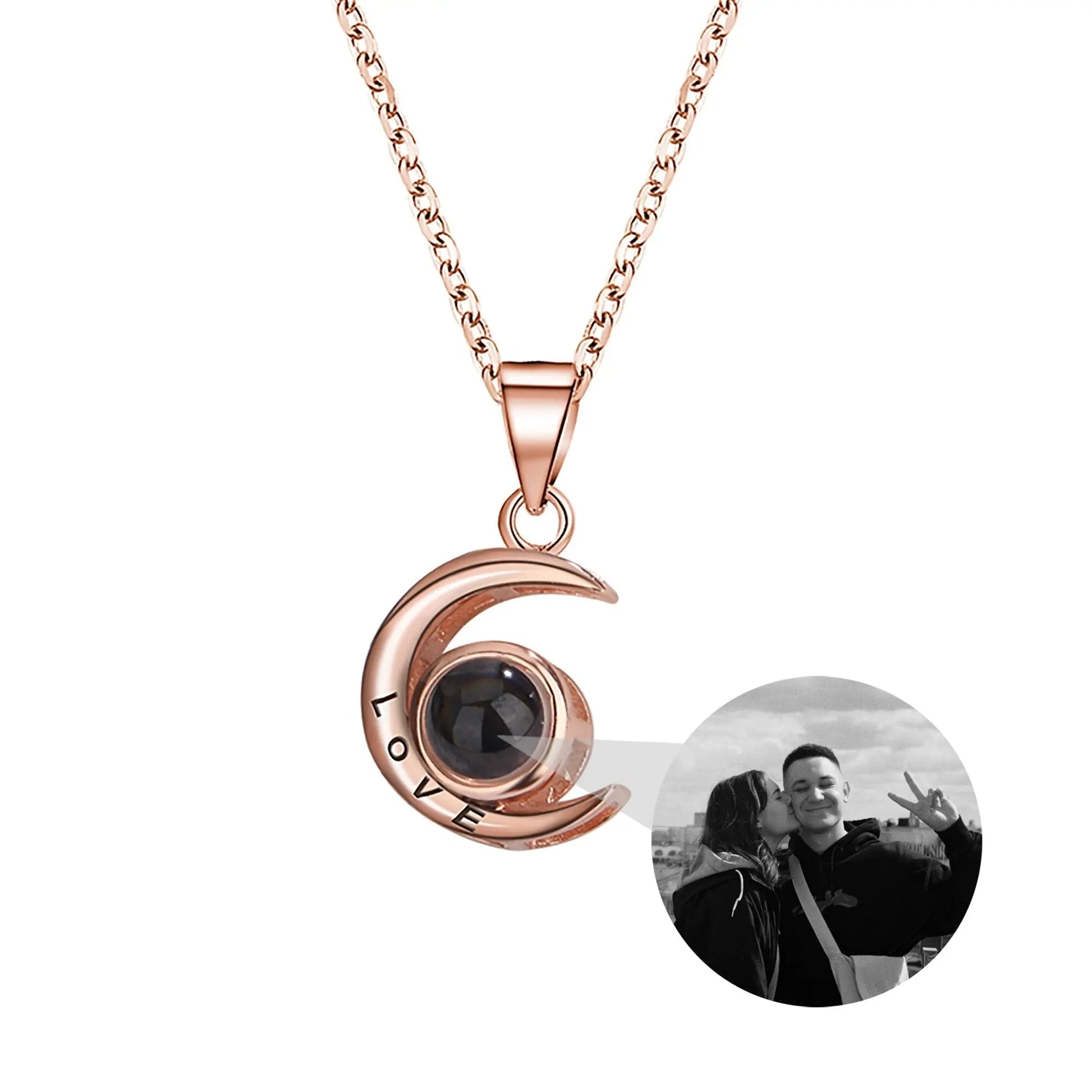 Custom Projection Photo Necklace Star Moon Necklace - Blade & Thread