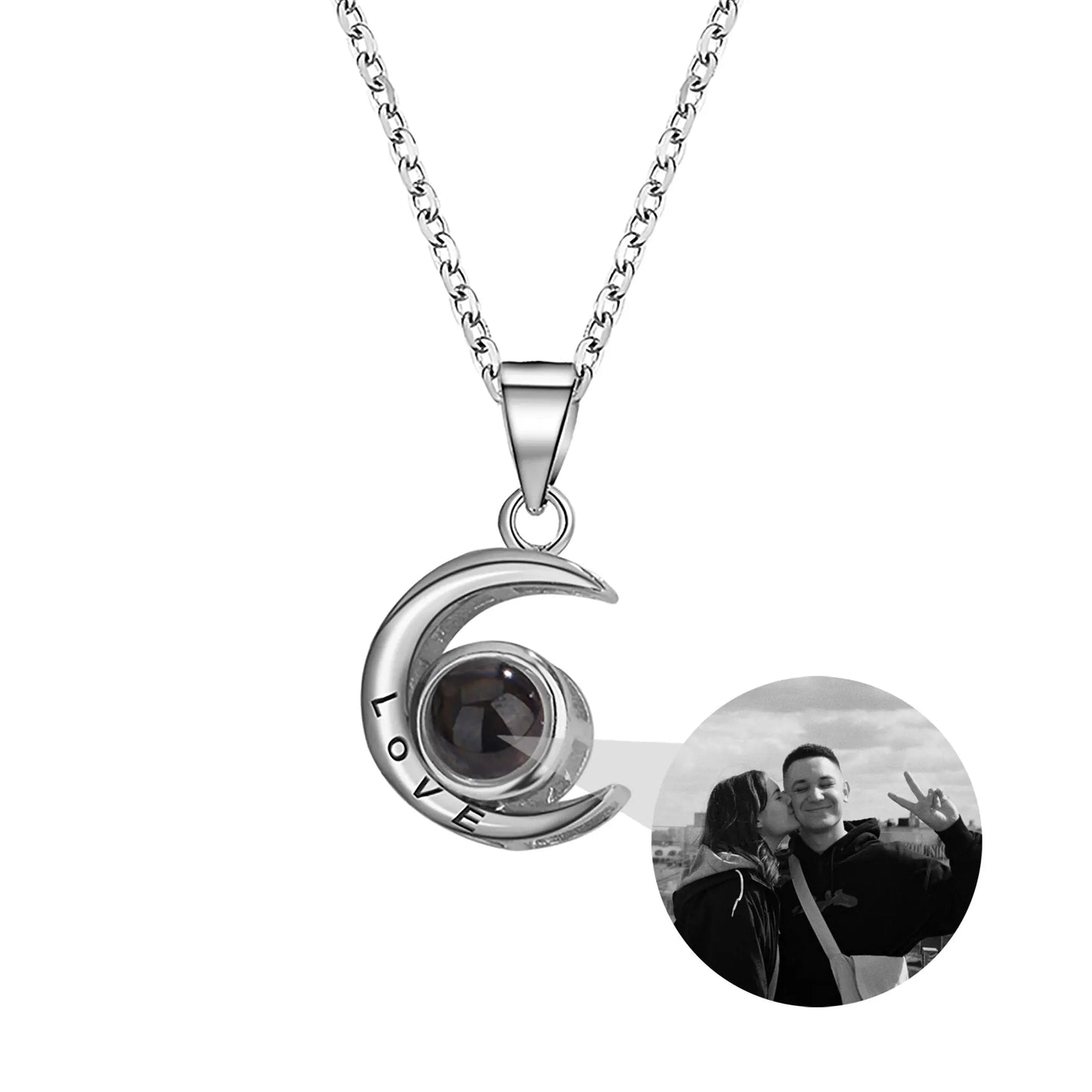 Custom Projection Photo Necklace Star Moon Necklace - Blade & Thread