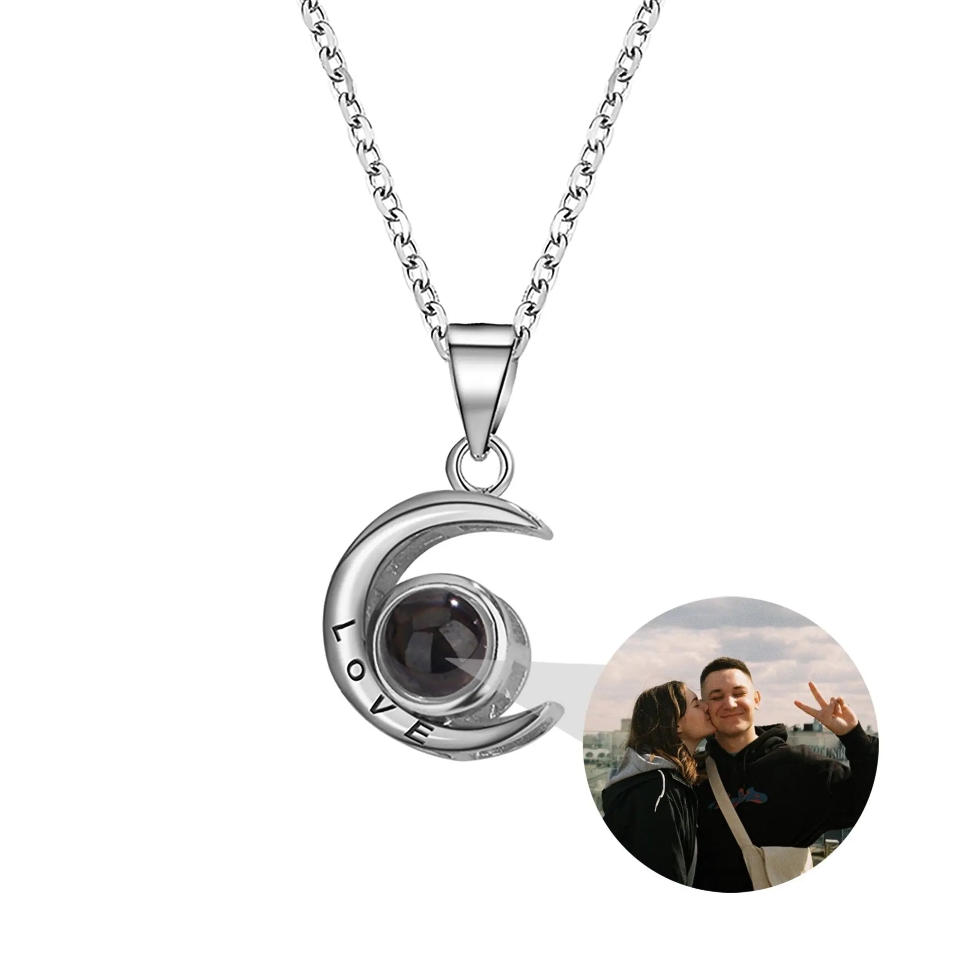 Custom Projection Photo Necklace Star Moon Necklace - Blade & Thread