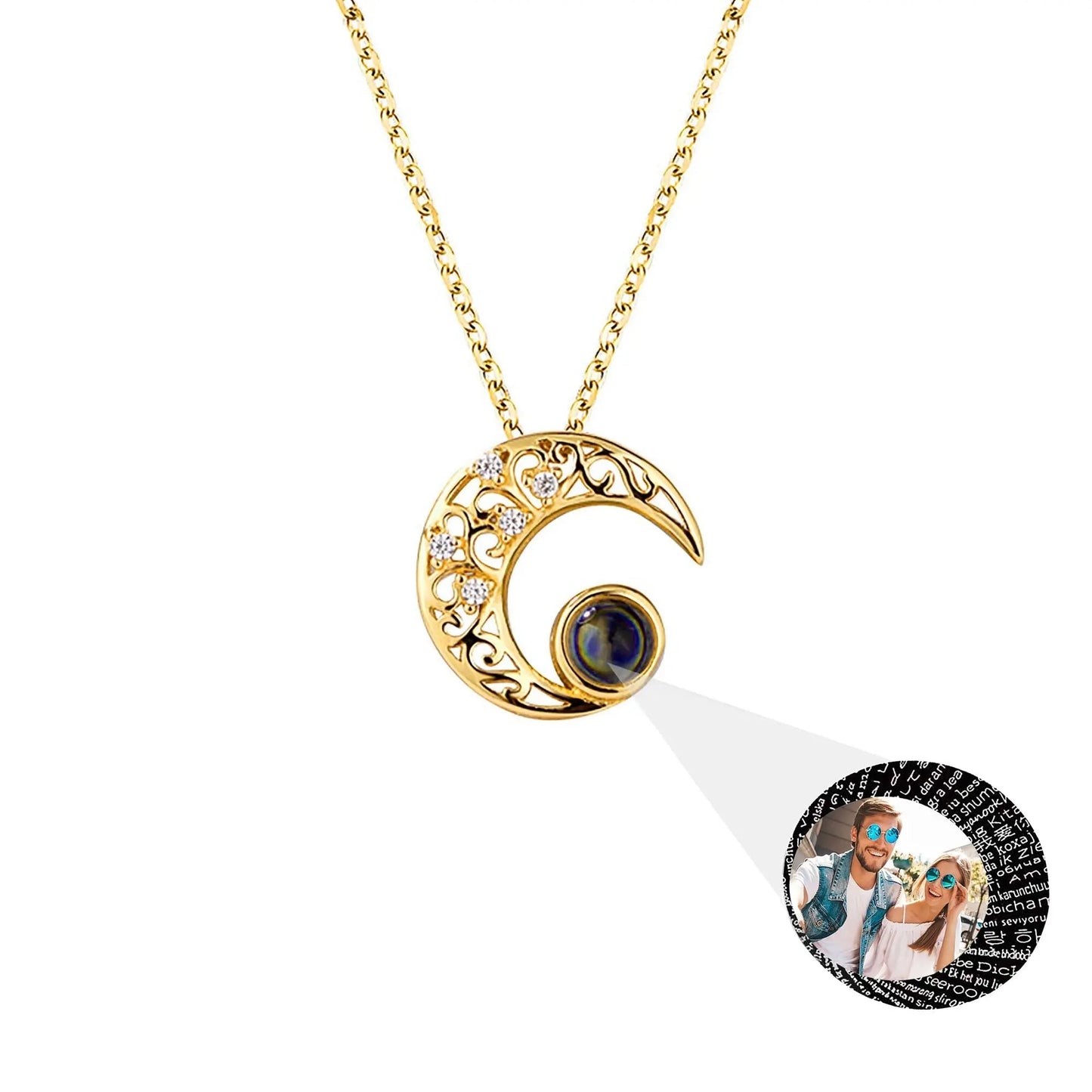 Custom Projection Photo Necklace Trendy Star Moon Necklace for Women Fashion Jewelry - Blade & Thread