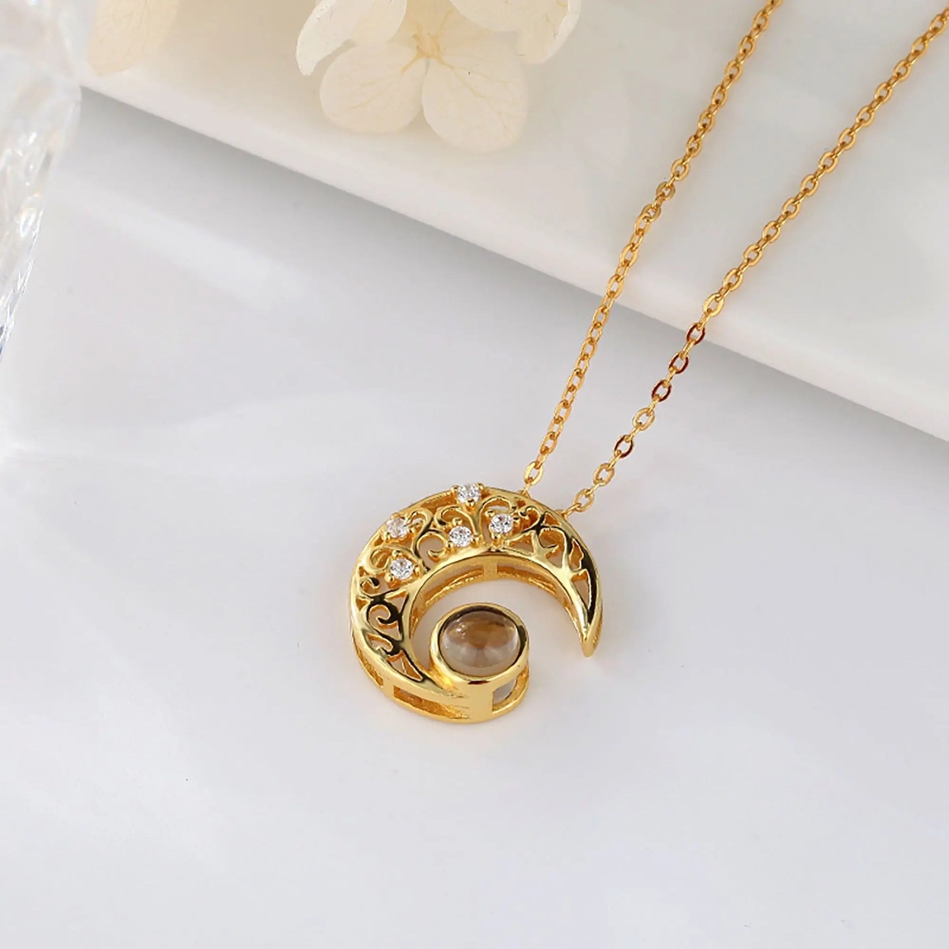 Custom Projection Photo Necklace Trendy Star Moon Necklace for Women Fashion Jewelry - Blade & Thread