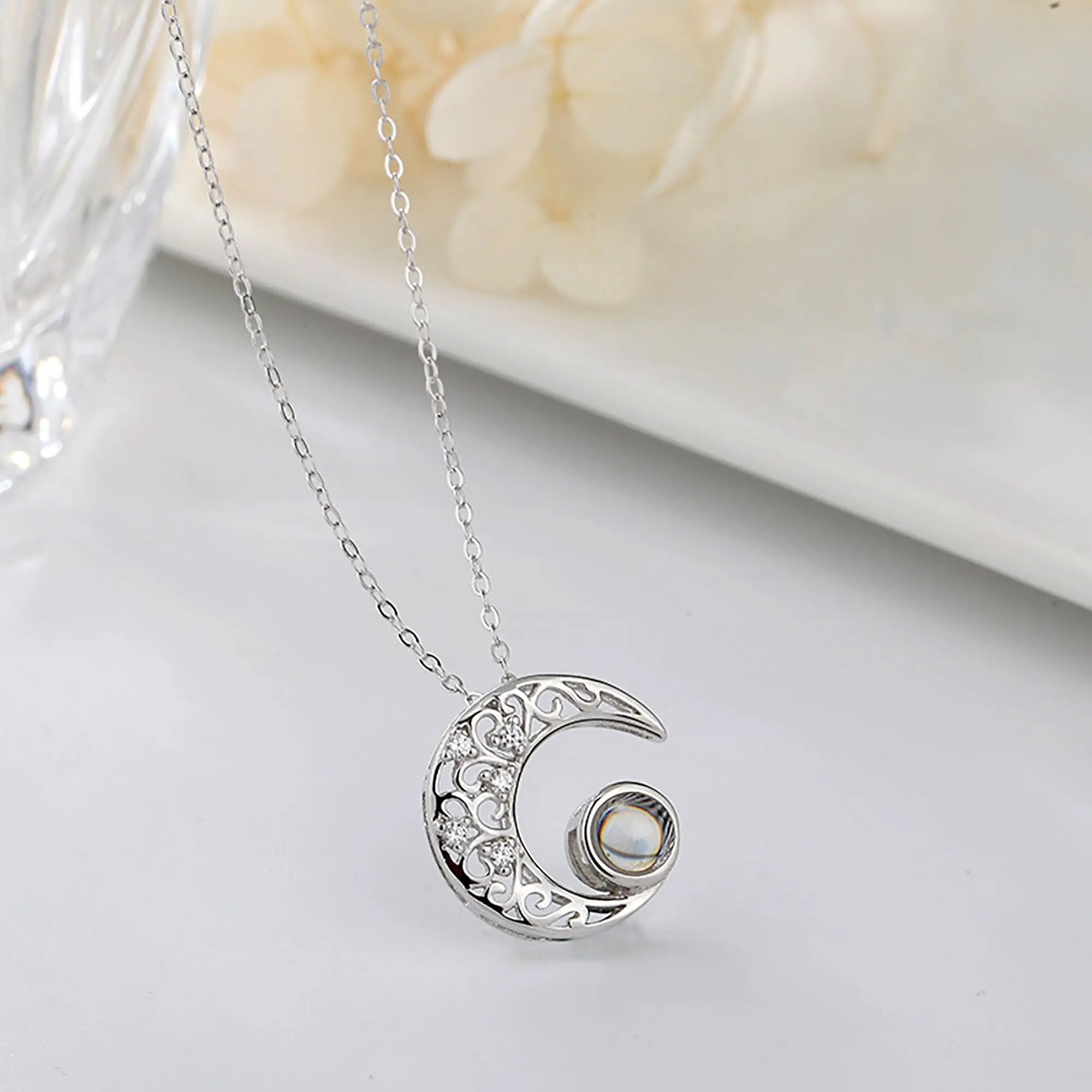 Custom Projection Photo Necklace Trendy Star Moon Necklace for Women Fashion Jewelry nowadaysfashion