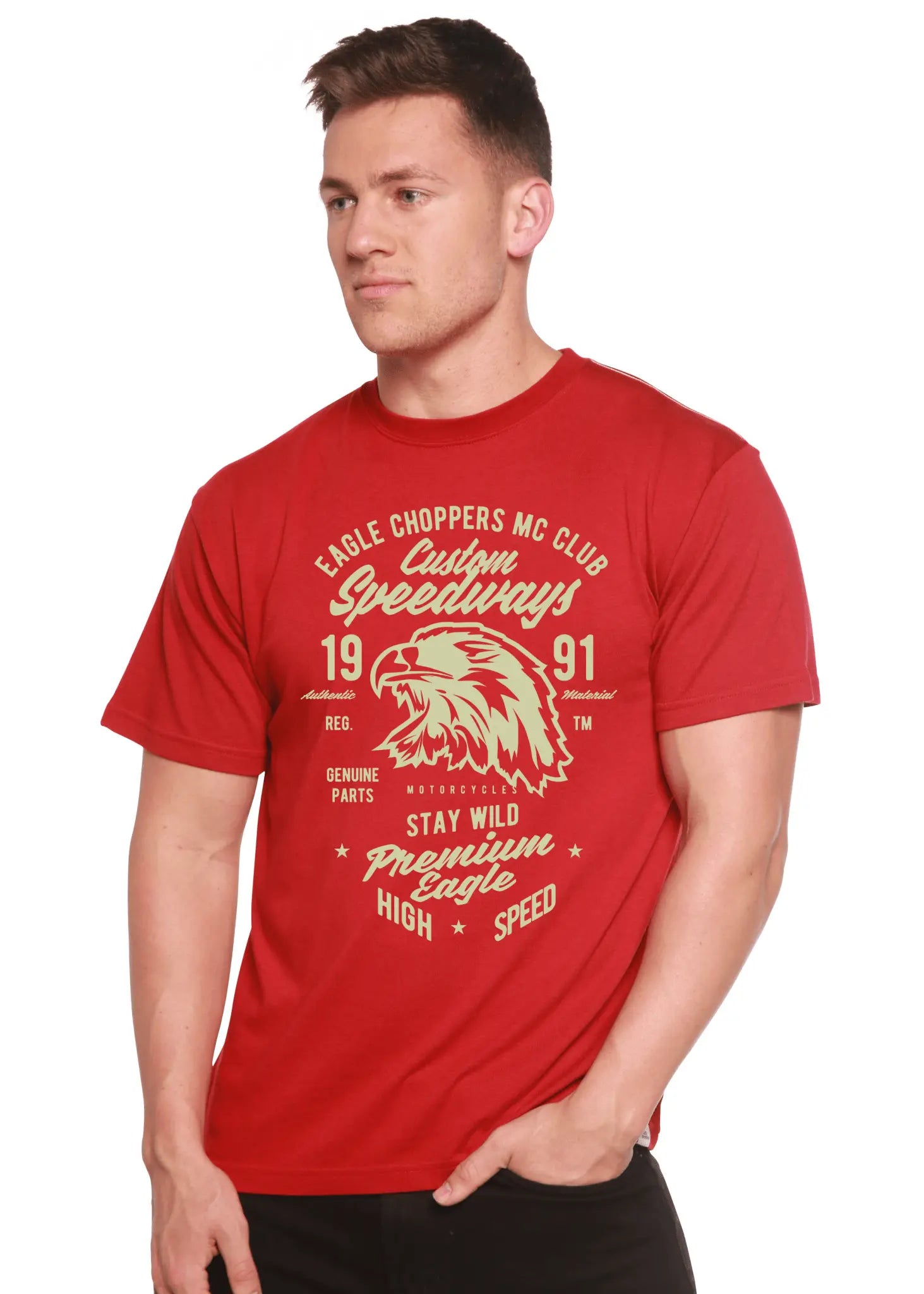 Custom Speedways Premium Eagle Men's Bamboo Viscose/Organic Cotton Short Sleeve Graphic T-Shirt - Blade & Thread
