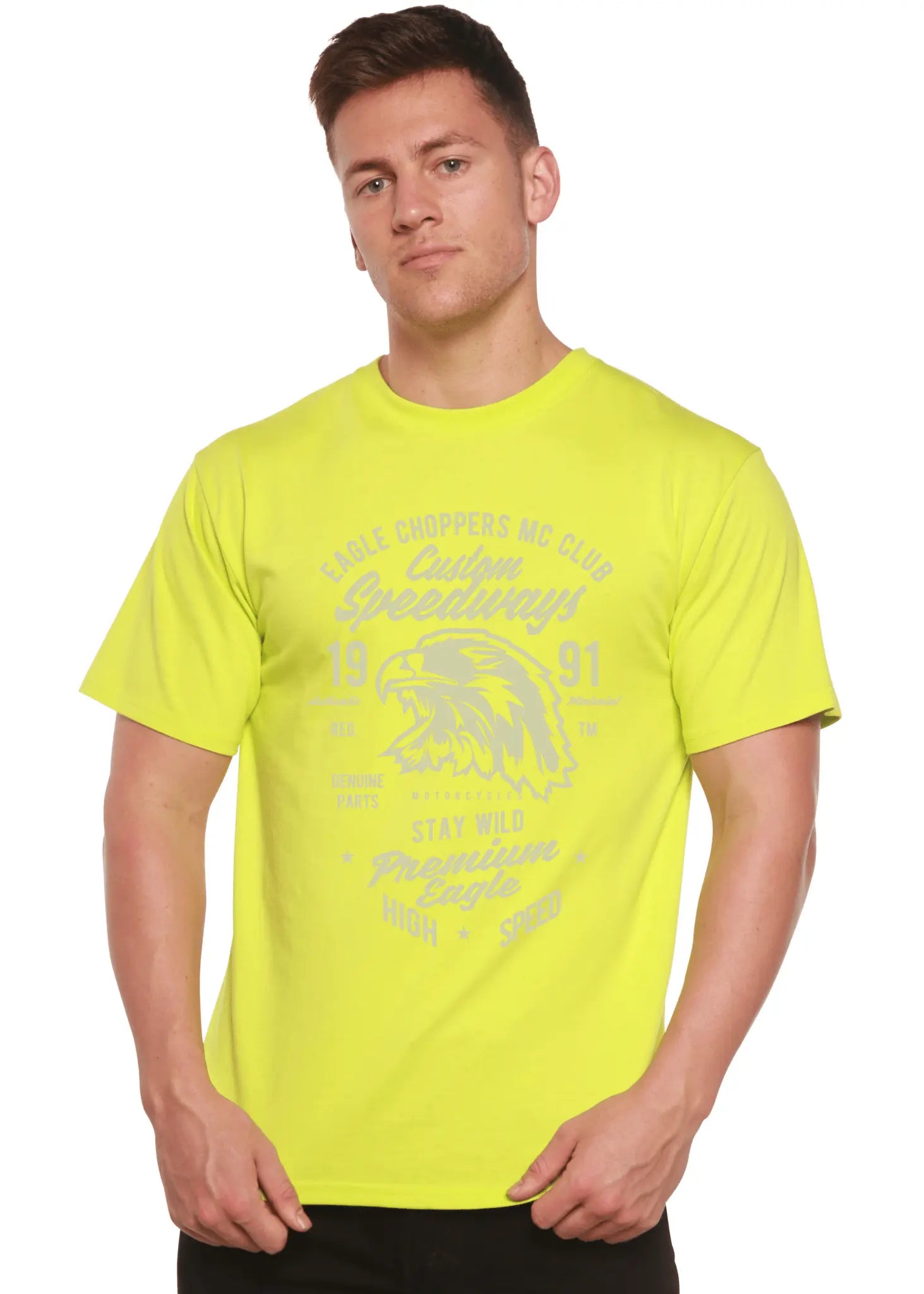 Custom Speedways Premium Eagle Men's Bamboo Viscose/Organic Cotton Short Sleeve Graphic T-Shirt Spun Bamboo