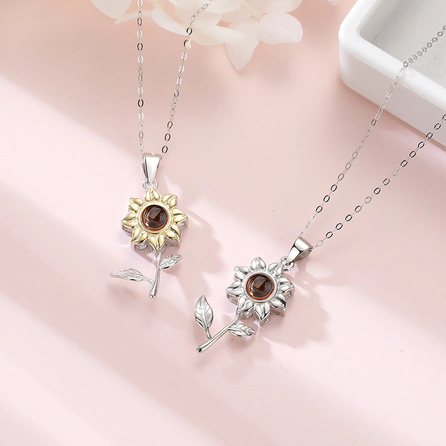 Custom SunFlower Projection Necklace Personalized Lover Keepsake Jewelry - Blade & Thread
