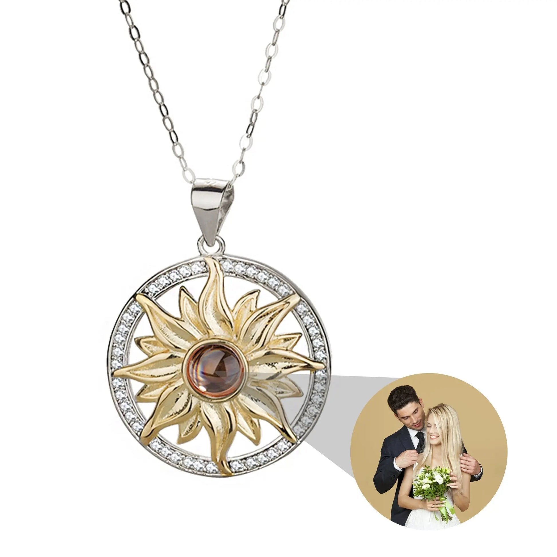 Custom SunFlower Projection Necklace Personalized Lover Keepsake Jewelry - Blade & Thread