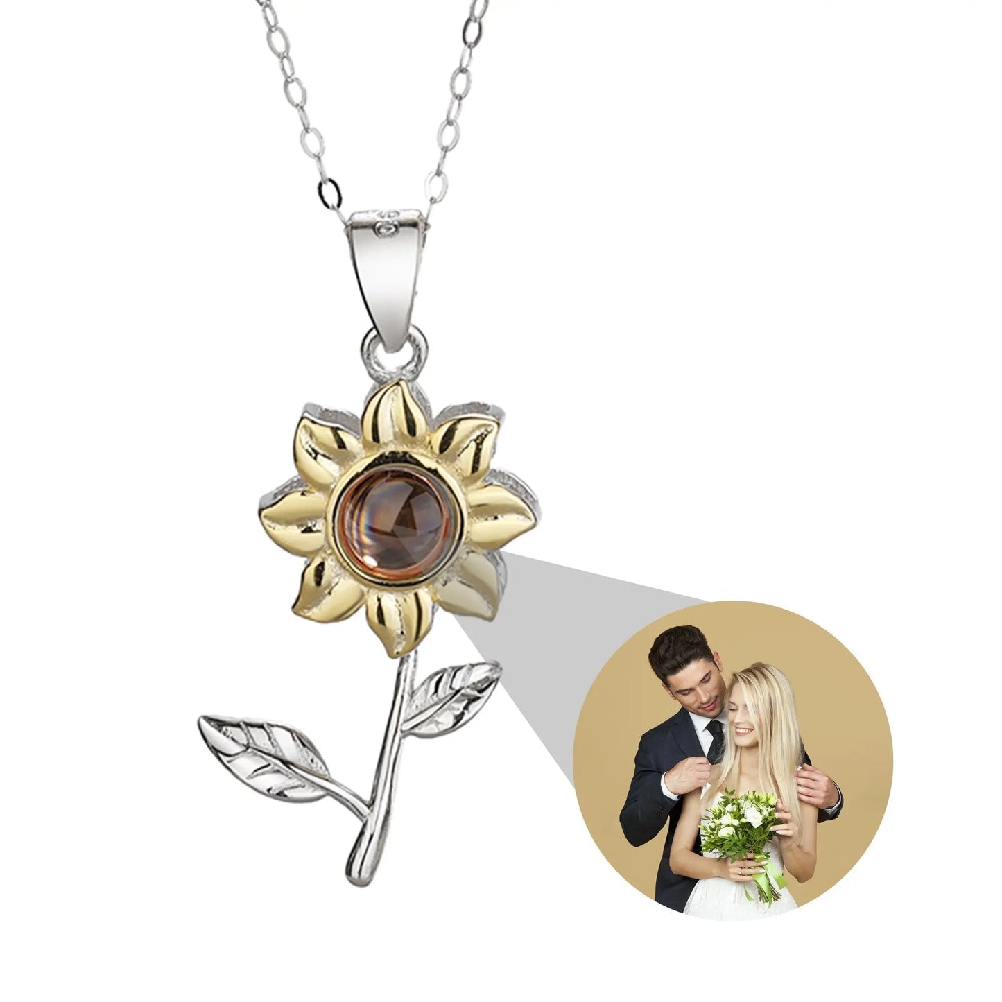 Custom SunFlower Projection Necklace Personalized Lover Keepsake Jewelry - Blade & Thread