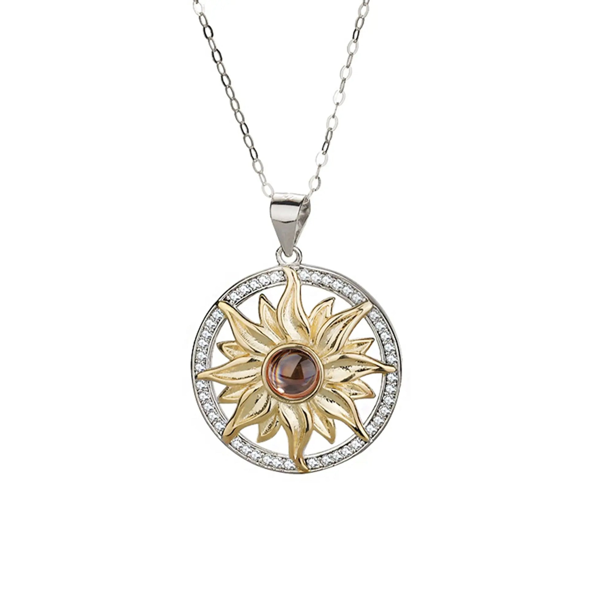 Custom SunFlower Projection Necklace Personalized Lover Keepsake Jewelry - Blade & Thread