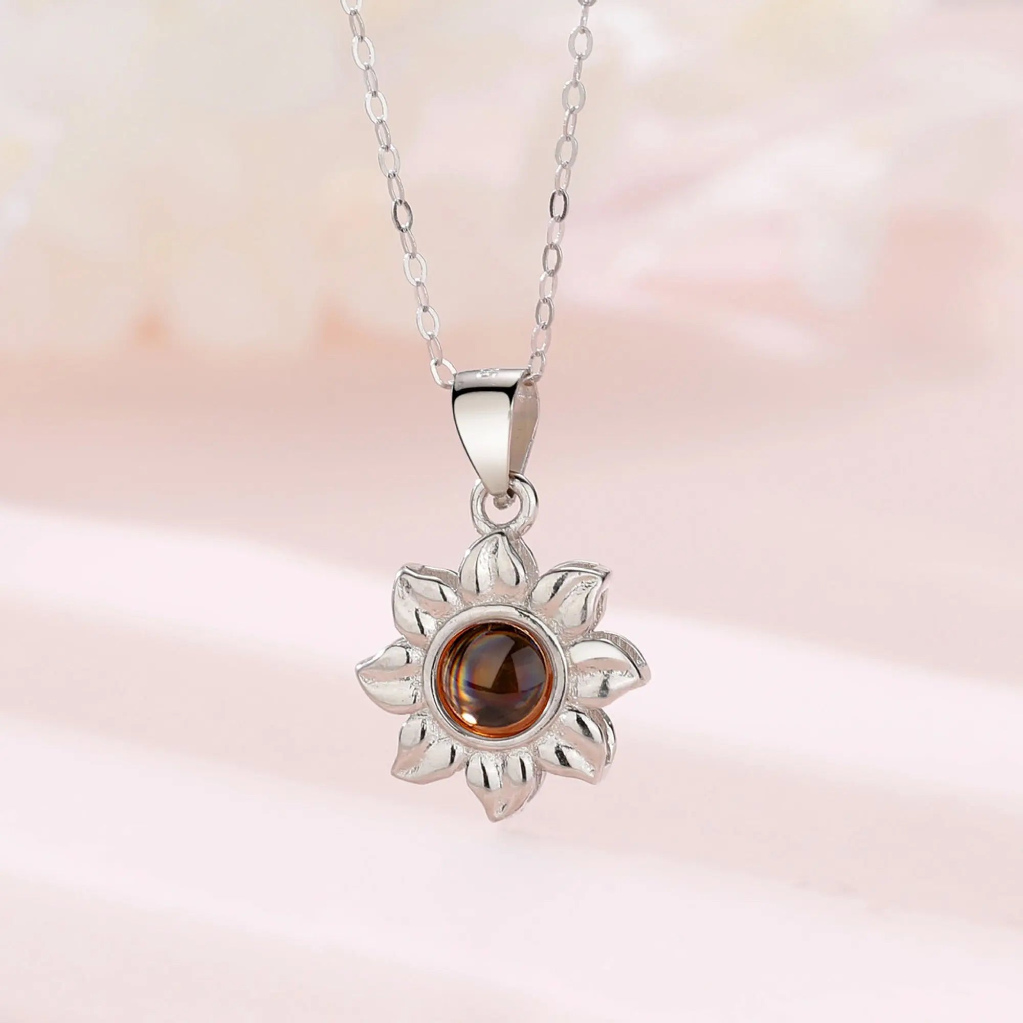Custom SunFlower Projection Necklace Personalized Lover Keepsake Jewelry nowadaysfashion