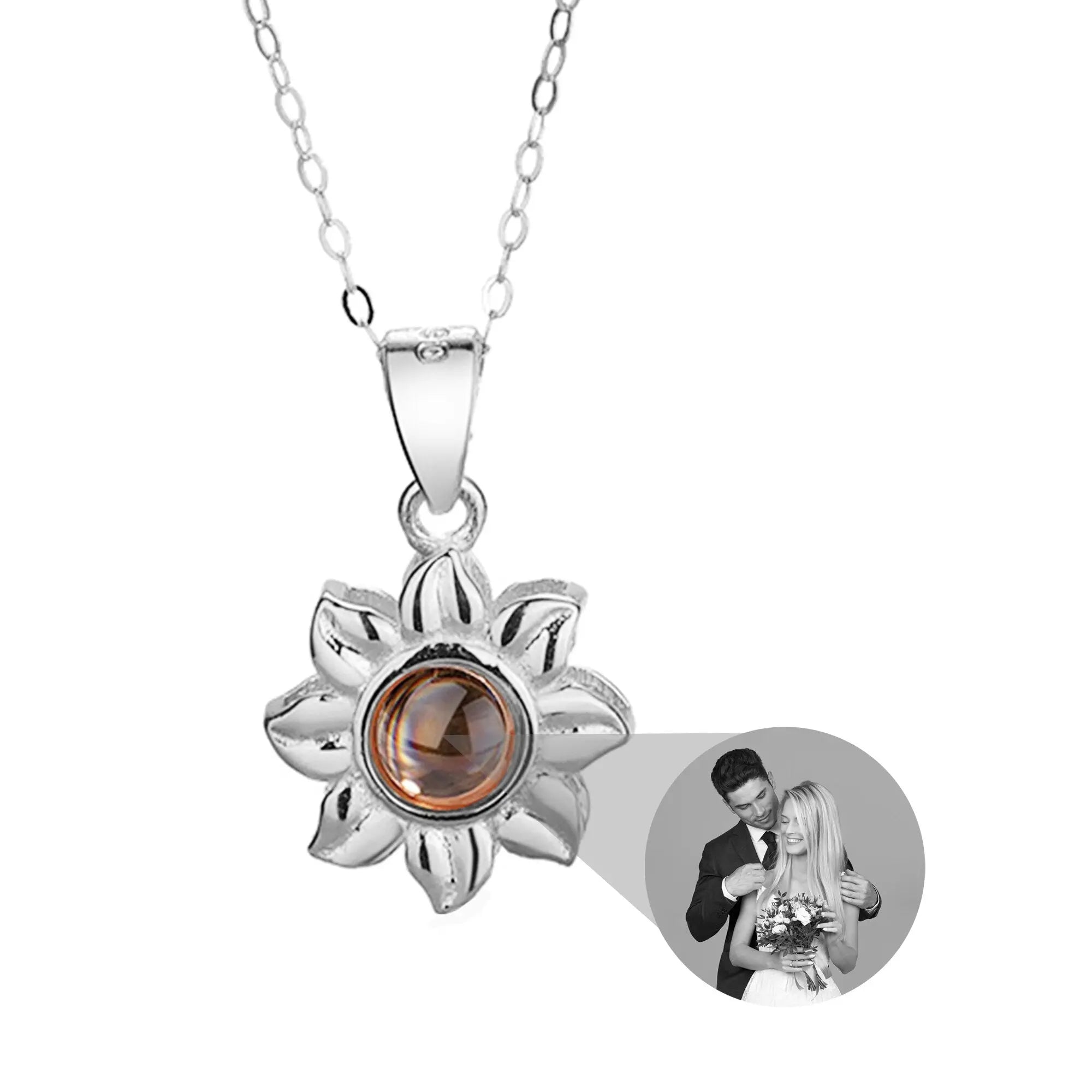Custom SunFlower Projection Necklace Personalized Lover Keepsake Jewelry nowadaysfashion