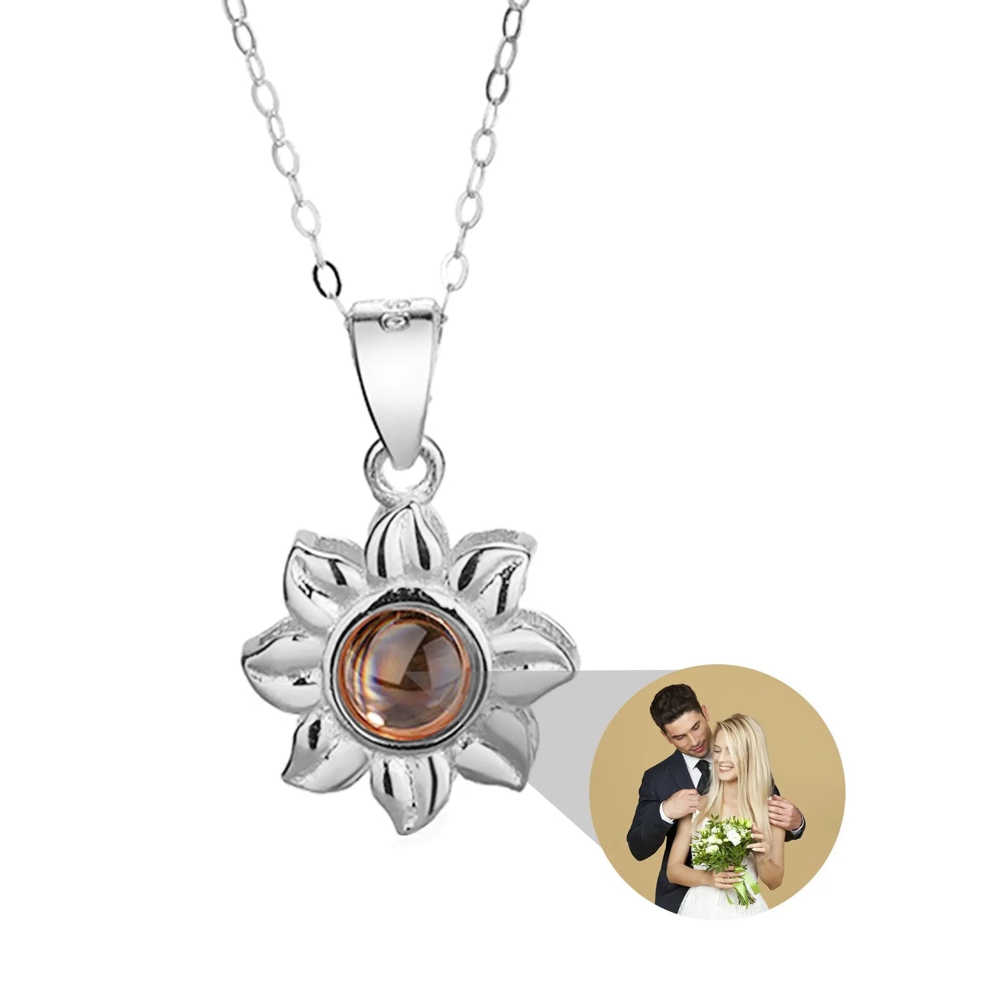 Custom SunFlower Projection Necklace Personalized Lover Keepsake Jewelry - Blade & Thread