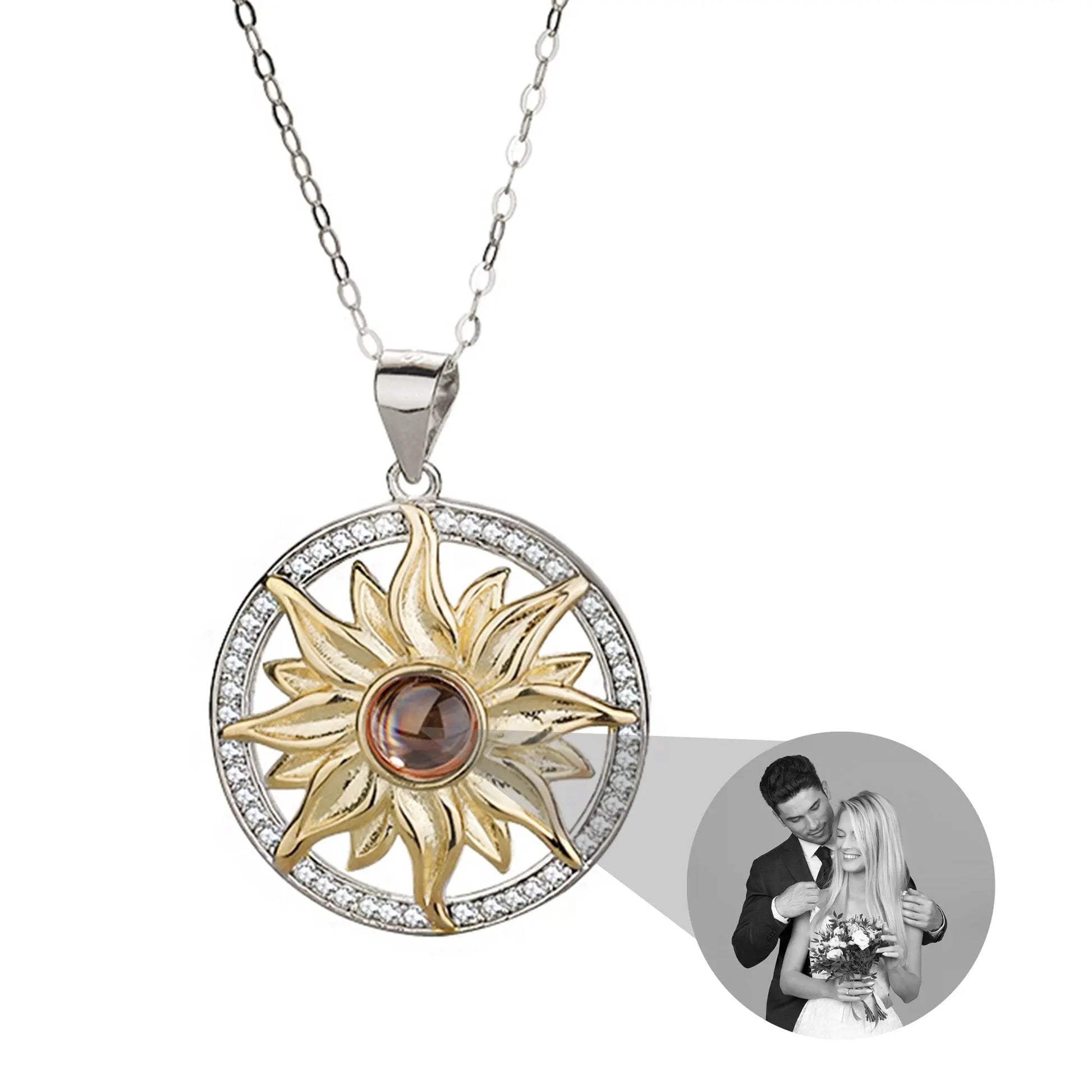 Custom SunFlower Projection Necklace Personalized Lover Keepsake Jewelry - Blade & Thread