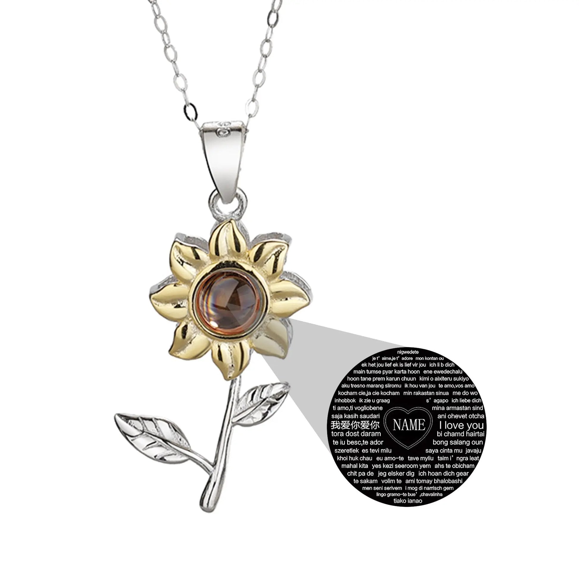 Custom SunFlower Projection Necklace Personalized Lover Keepsake Jewelry - Blade & Thread