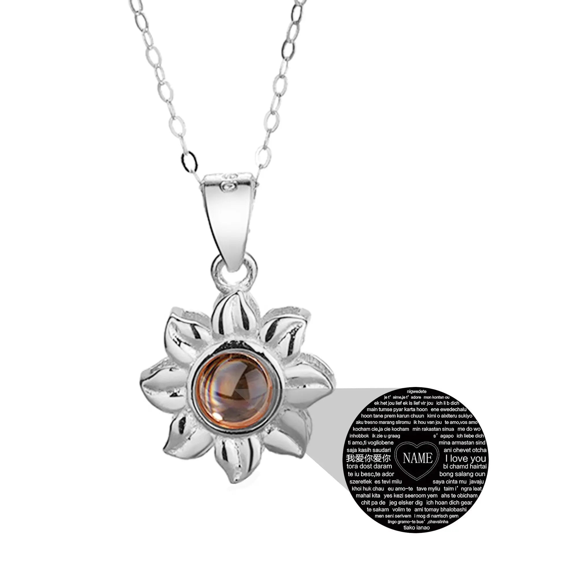 Custom SunFlower Projection Necklace Personalized Lover Keepsake Jewelry nowadaysfashion