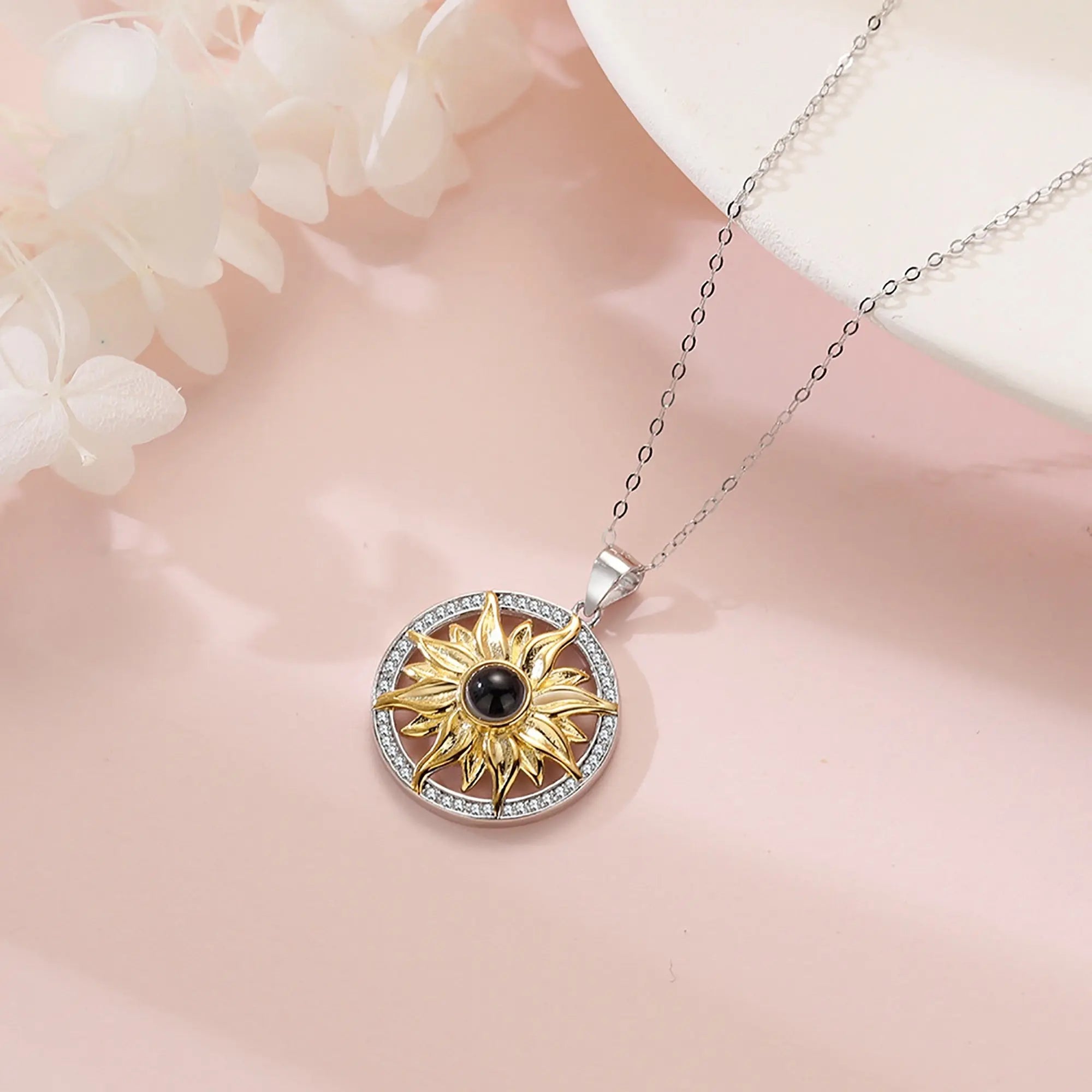 Custom SunFlower Projection Necklace Personalized Lover Keepsake Jewelry nowadaysfashion