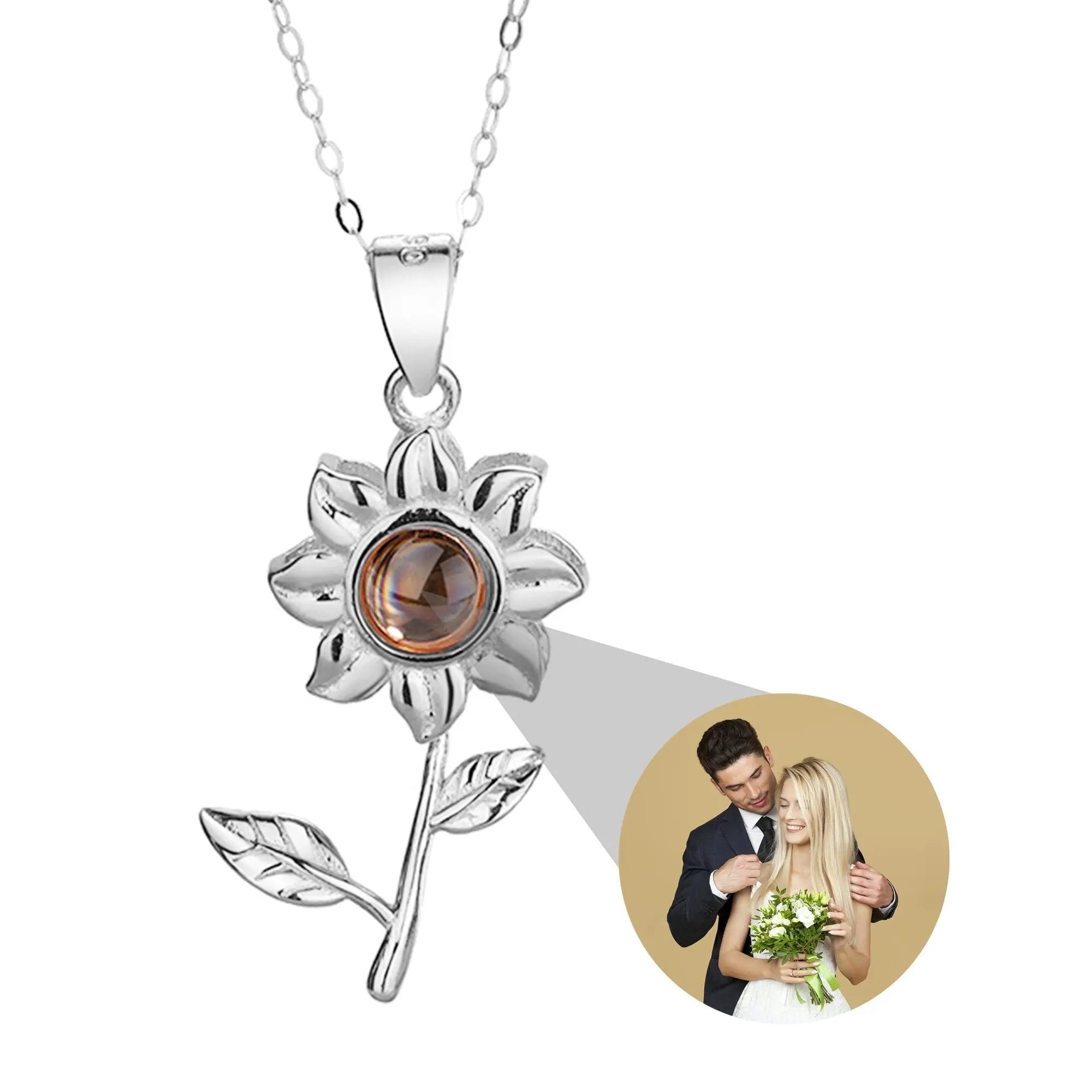 Custom SunFlower Projection Necklace Personalized Lover Keepsake Jewelry nowadaysfashion