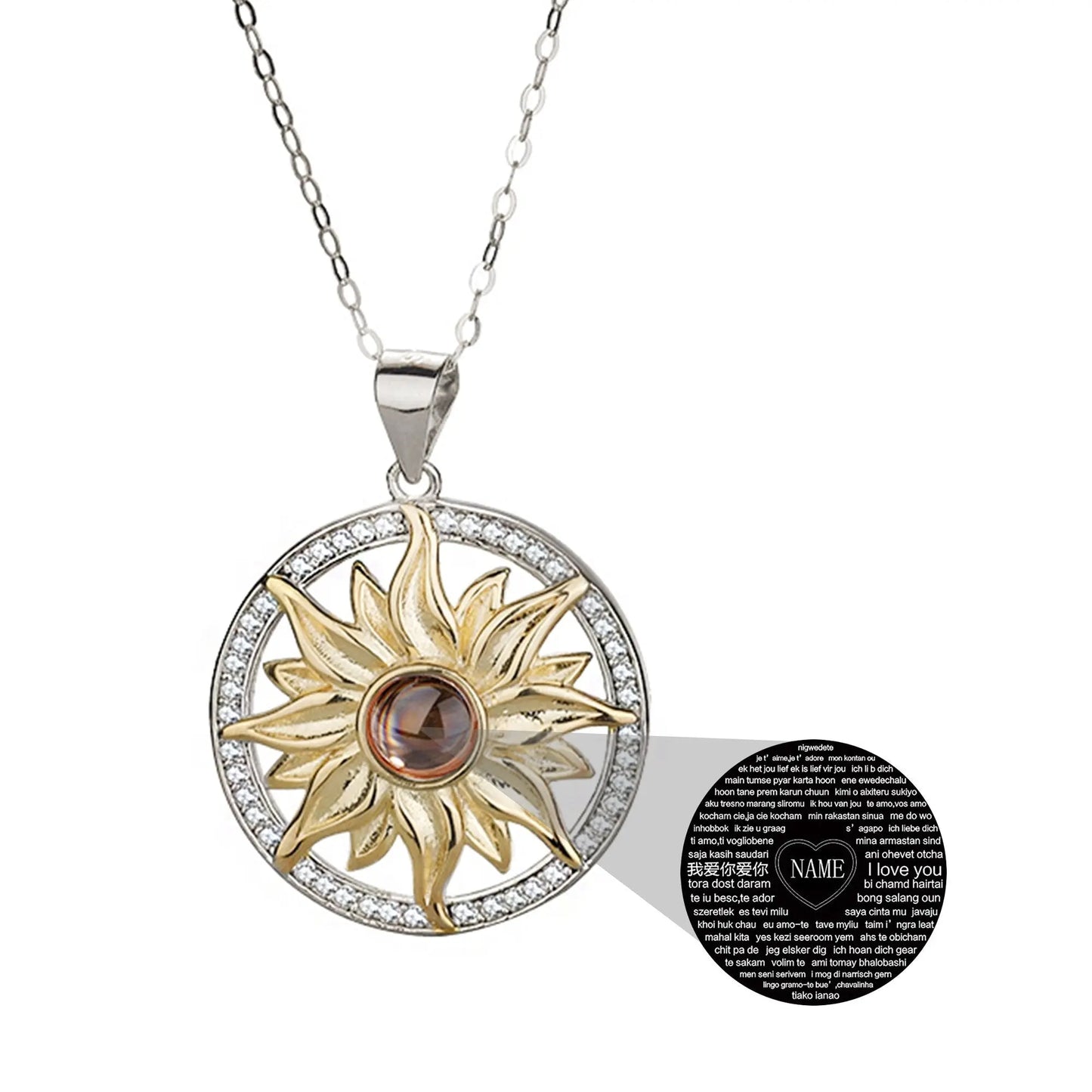 Custom SunFlower Projection Necklace Personalized Lover Keepsake Jewelry - Blade & Thread