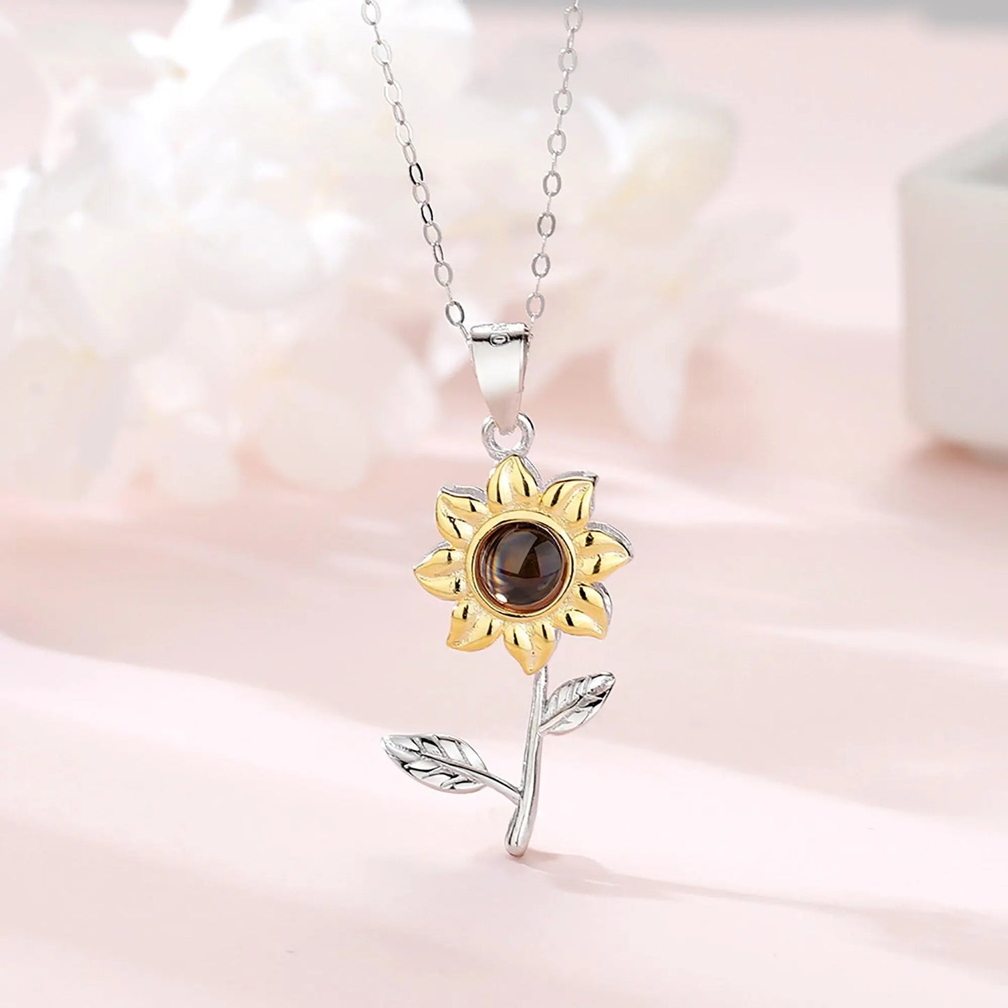 Custom SunFlower Projection Necklace Personalized Lover Keepsake Jewelry - Blade & Thread