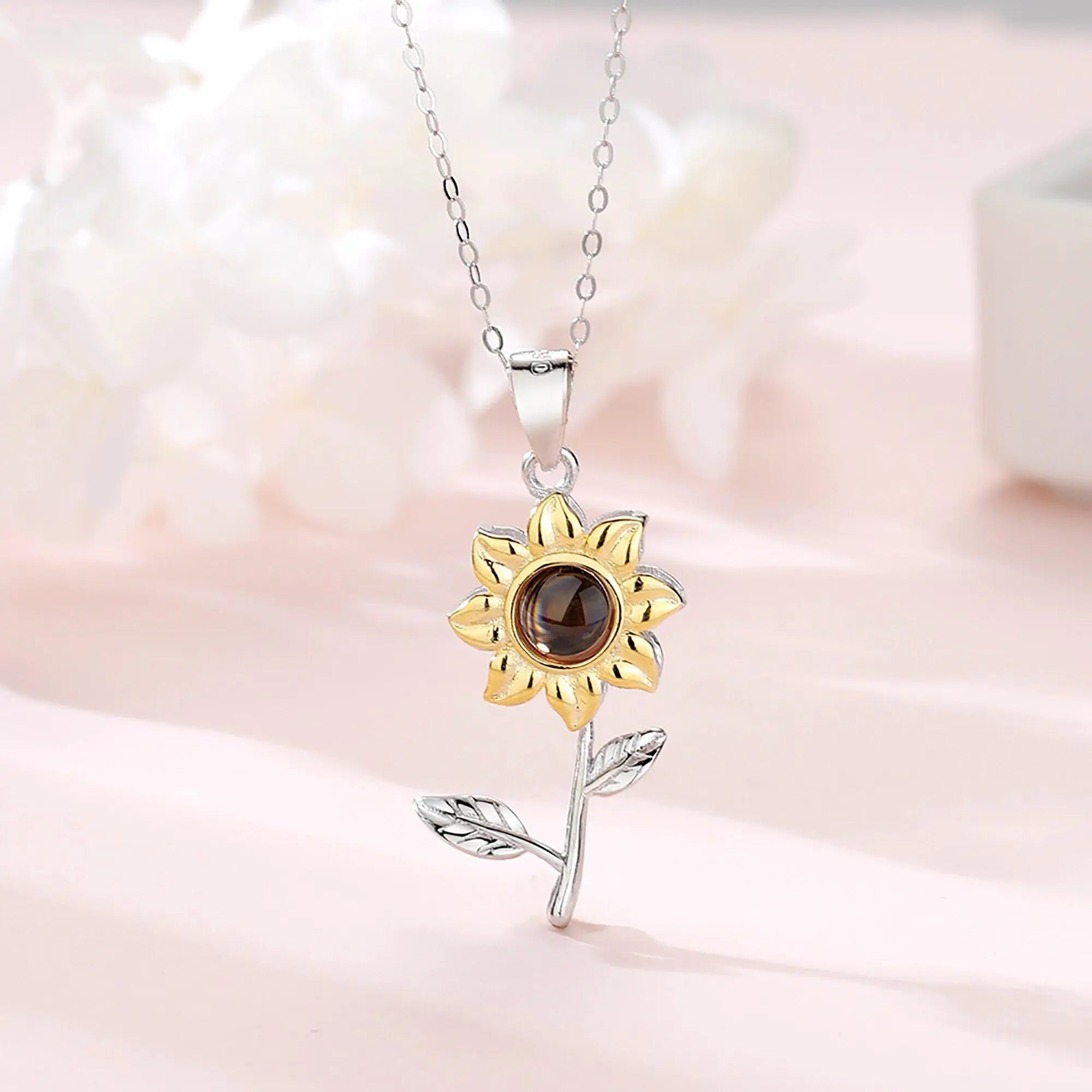 Custom SunFlower Projection Necklace Personalized Lover Keepsake Jewelry nowadaysfashion