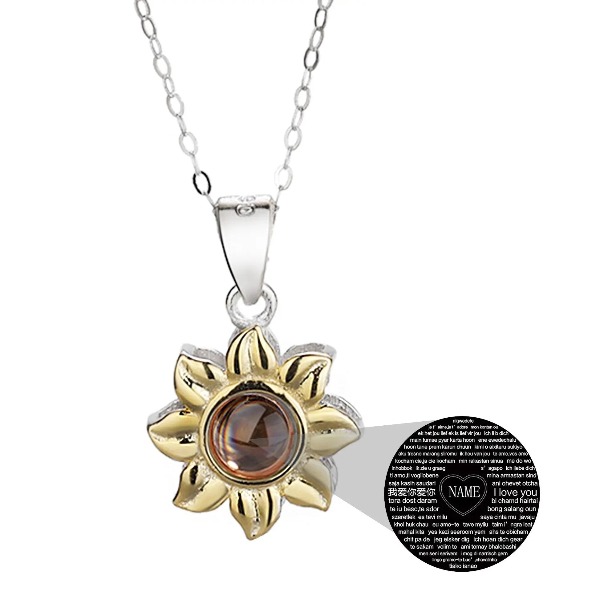 Custom SunFlower Projection Necklace Personalized Lover Keepsake Jewelry nowadaysfashion