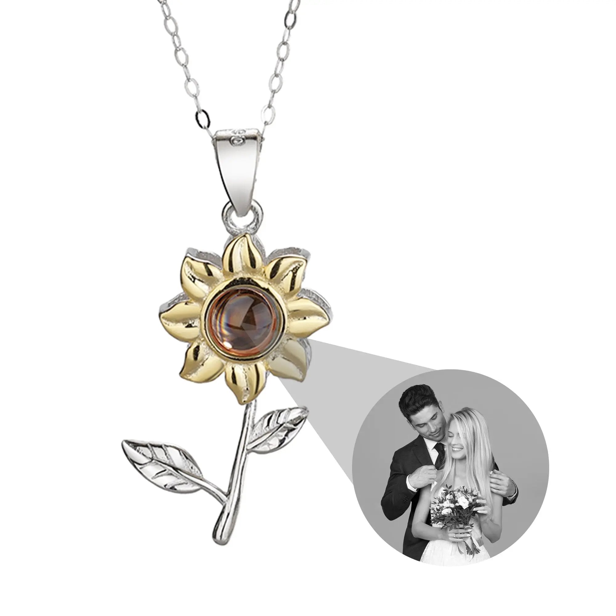 Custom SunFlower Projection Necklace Personalized Lover Keepsake Jewelry nowadaysfashion