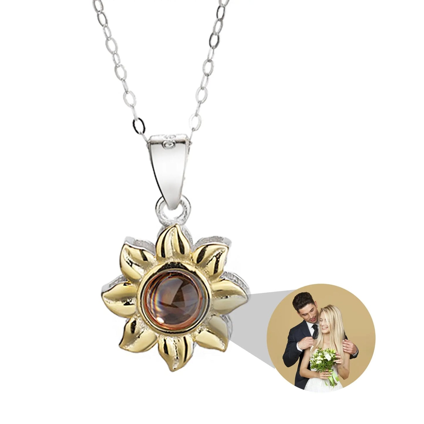 Custom SunFlower Projection Necklace Personalized Lover Keepsake Jewelry - Blade & Thread