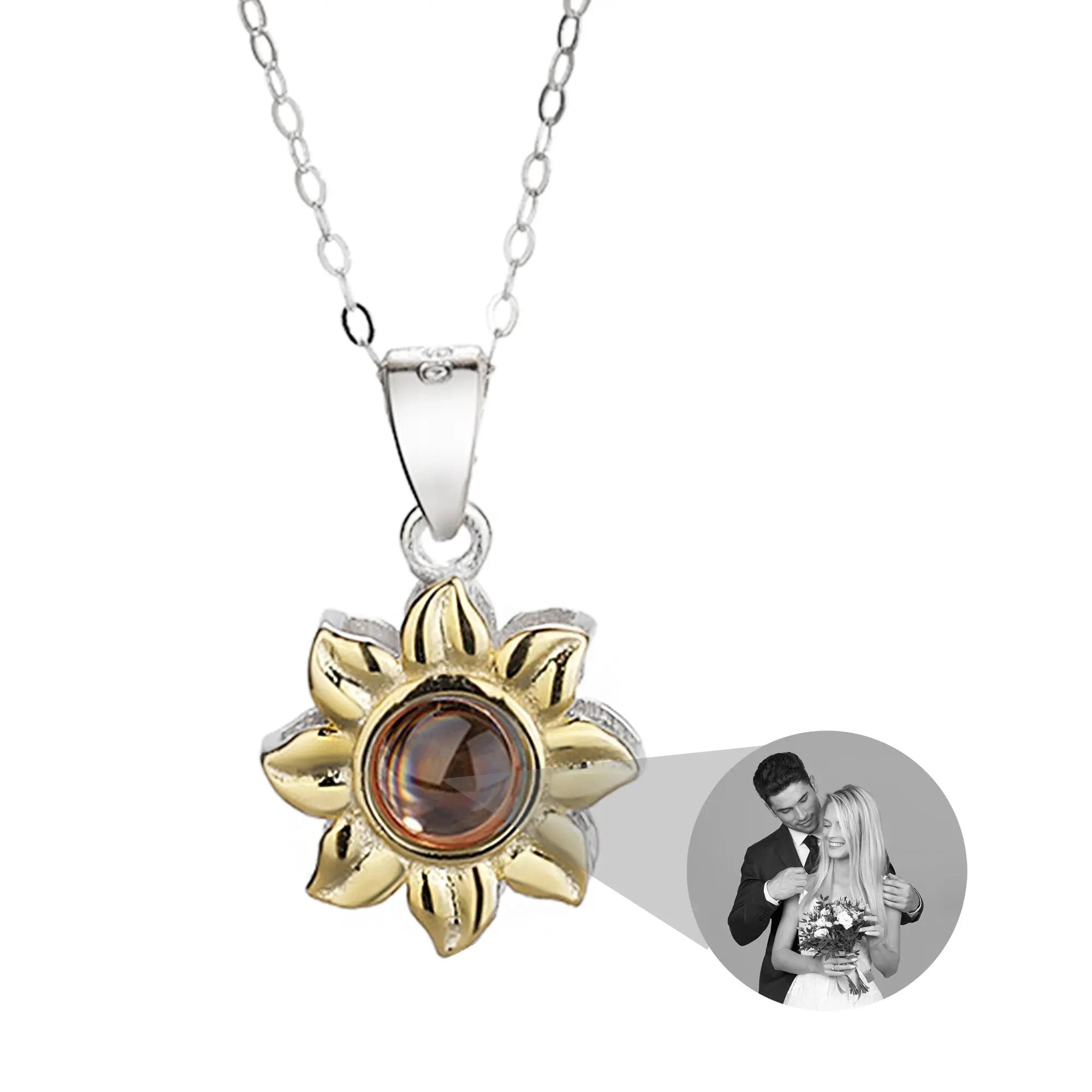 Custom SunFlower Projection Necklace Personalized Lover Keepsake Jewelry nowadaysfashion