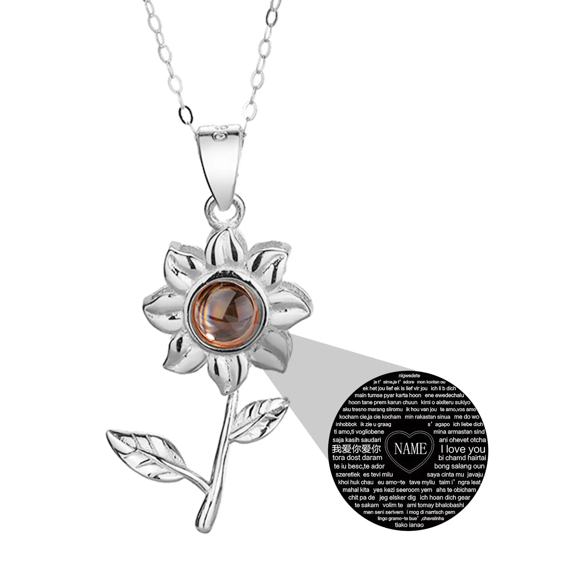Custom SunFlower Projection Necklace Personalized Lover Keepsake Jewelry nowadaysfashion