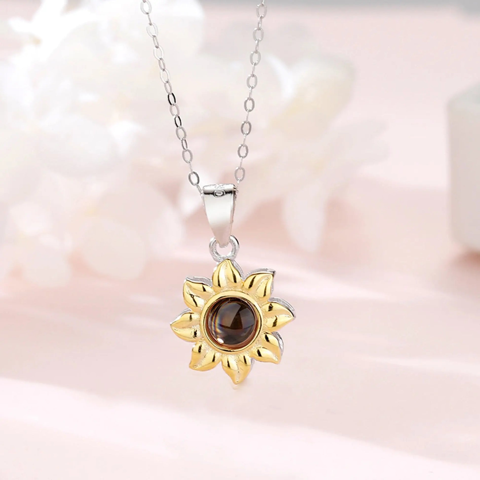 Custom SunFlower Projection Necklace Personalized Lover Keepsake Jewelry - Blade & Thread