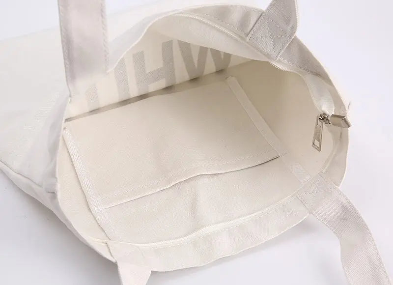 Custom Tote Bag Shopping Add Your Text Print Original Design Zipper Unisex Fashion Travel Canvas Bags - Blade & Thread