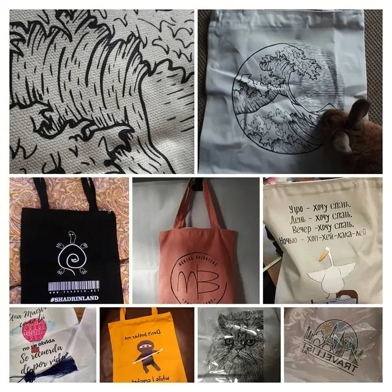 Custom Tote Bag Shopping Add Your Text Print Original Design Zipper Unisex Fashion Travel Canvas Bags - Blade & Thread